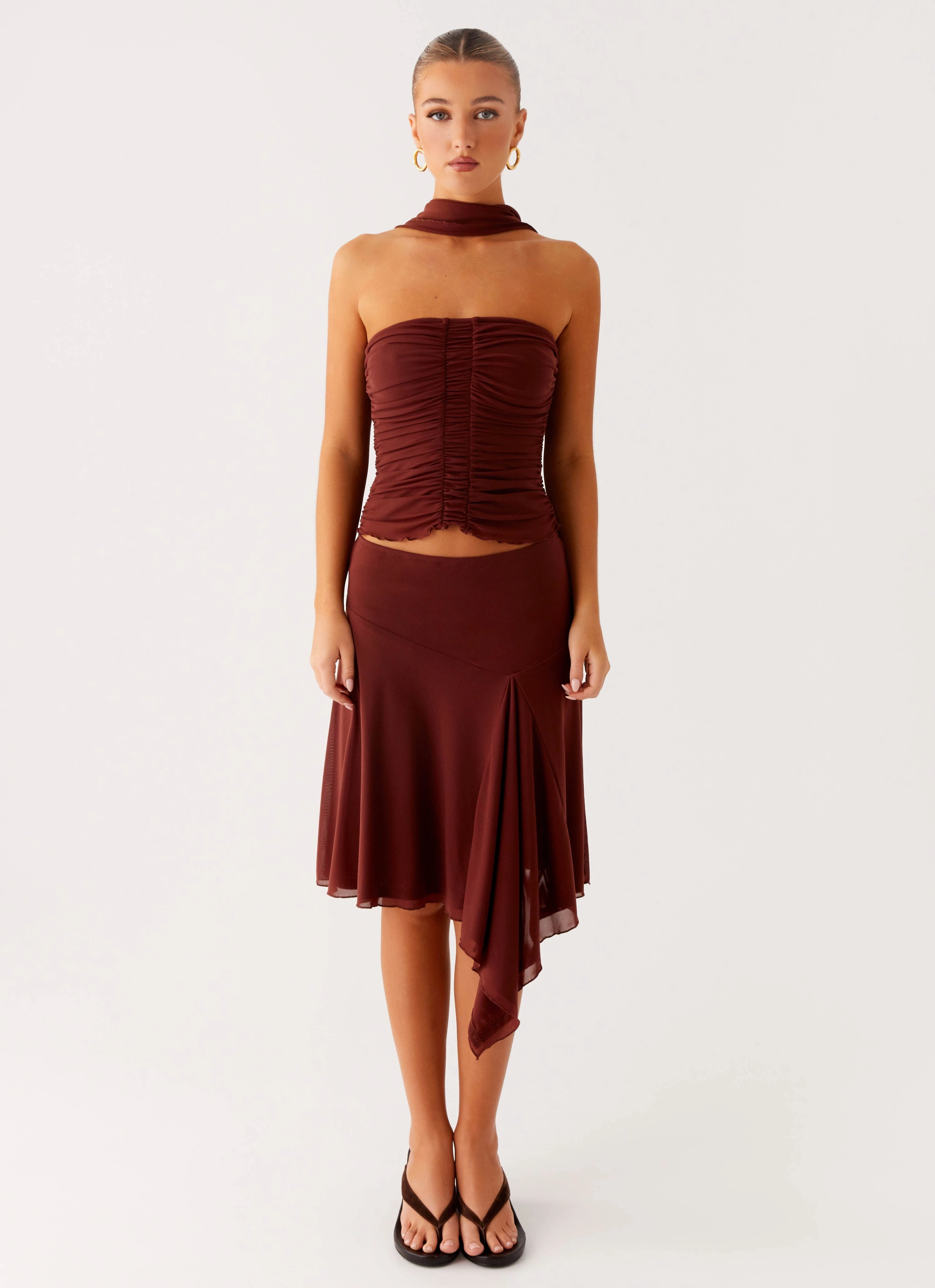 Mirage Midi Skirt - Chocolate Bold Print