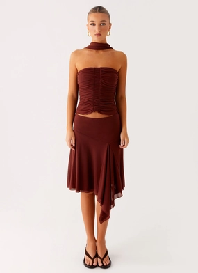 Mirage Midi Skirt - Chocolate Bold Print