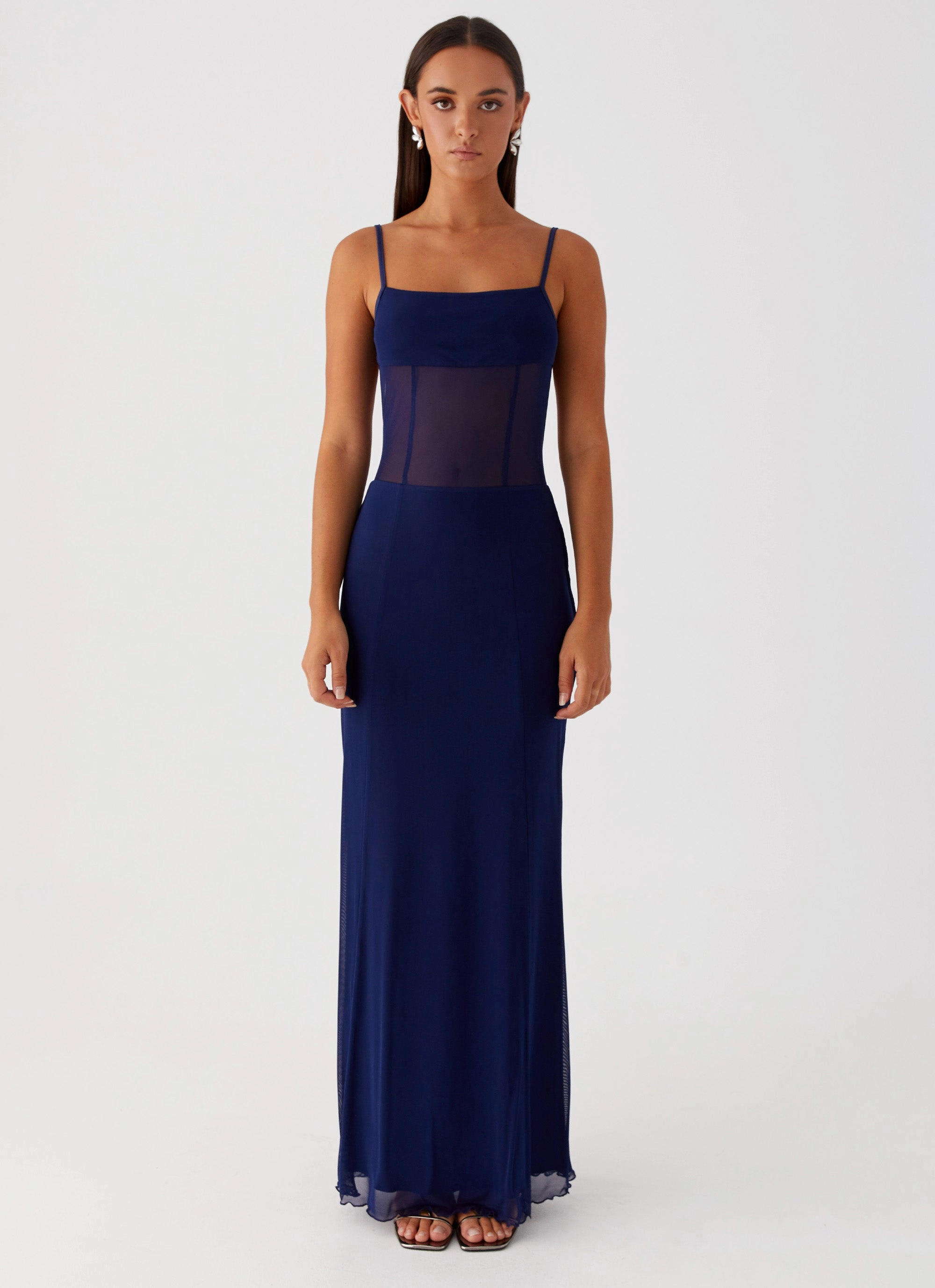 Miranda Maxi Dress - Navy Tiered Skirt