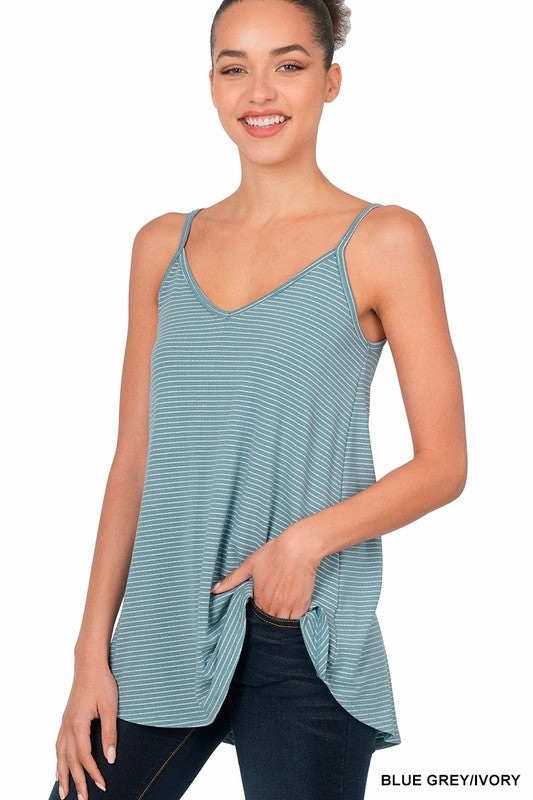 ClassicCrewNeck Slim Fit Shirt Miranda Stripe V-neck Spaghetti Cami S-XL