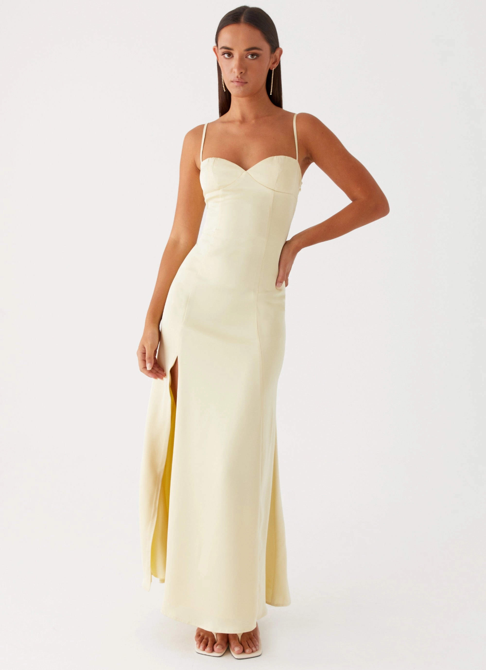 Miss Bloom Maxi Dress - Lemon Elegant Evening Practical Coat