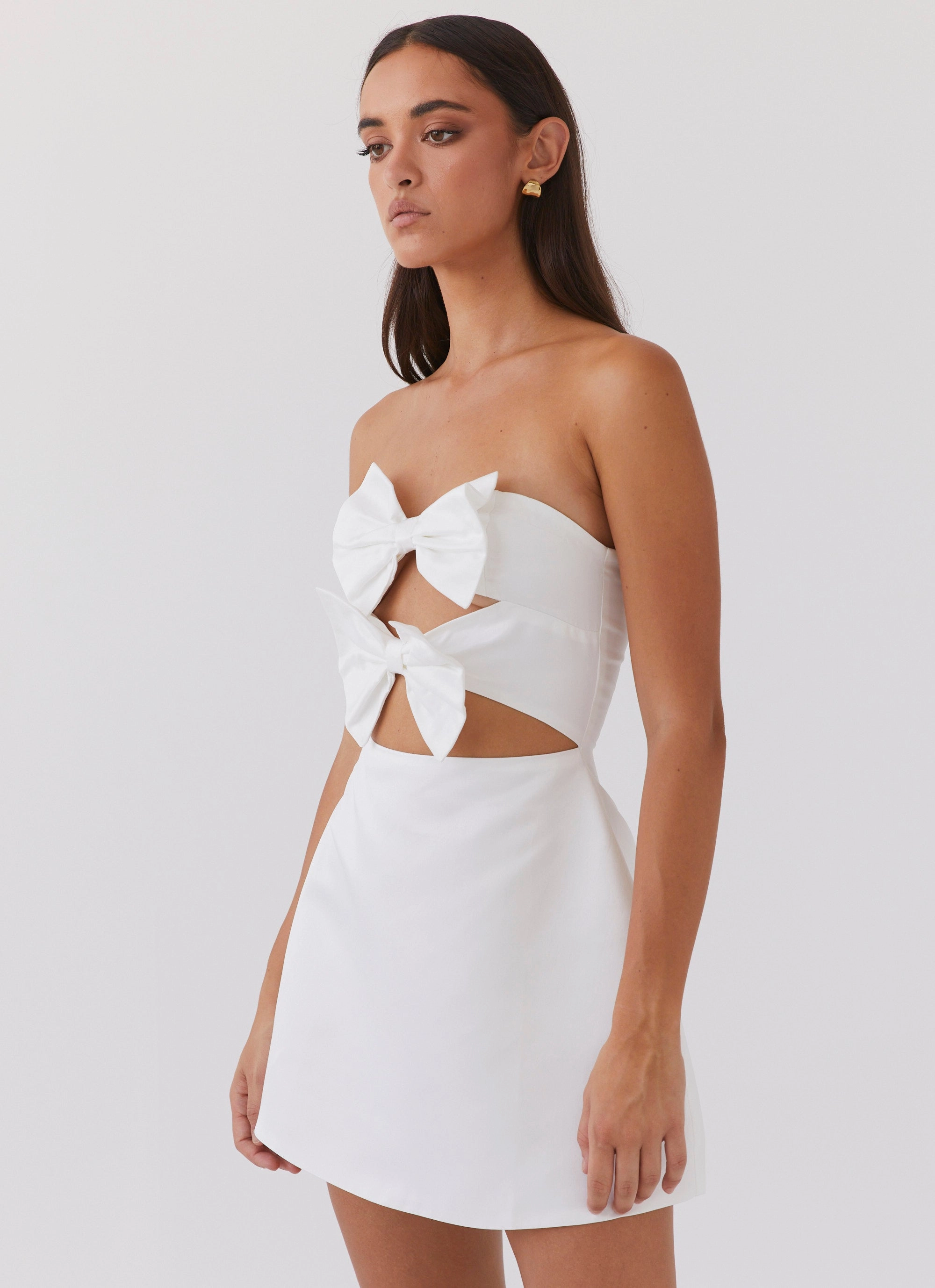Girl Crush Bow Mini Dress - White Bright Appeal