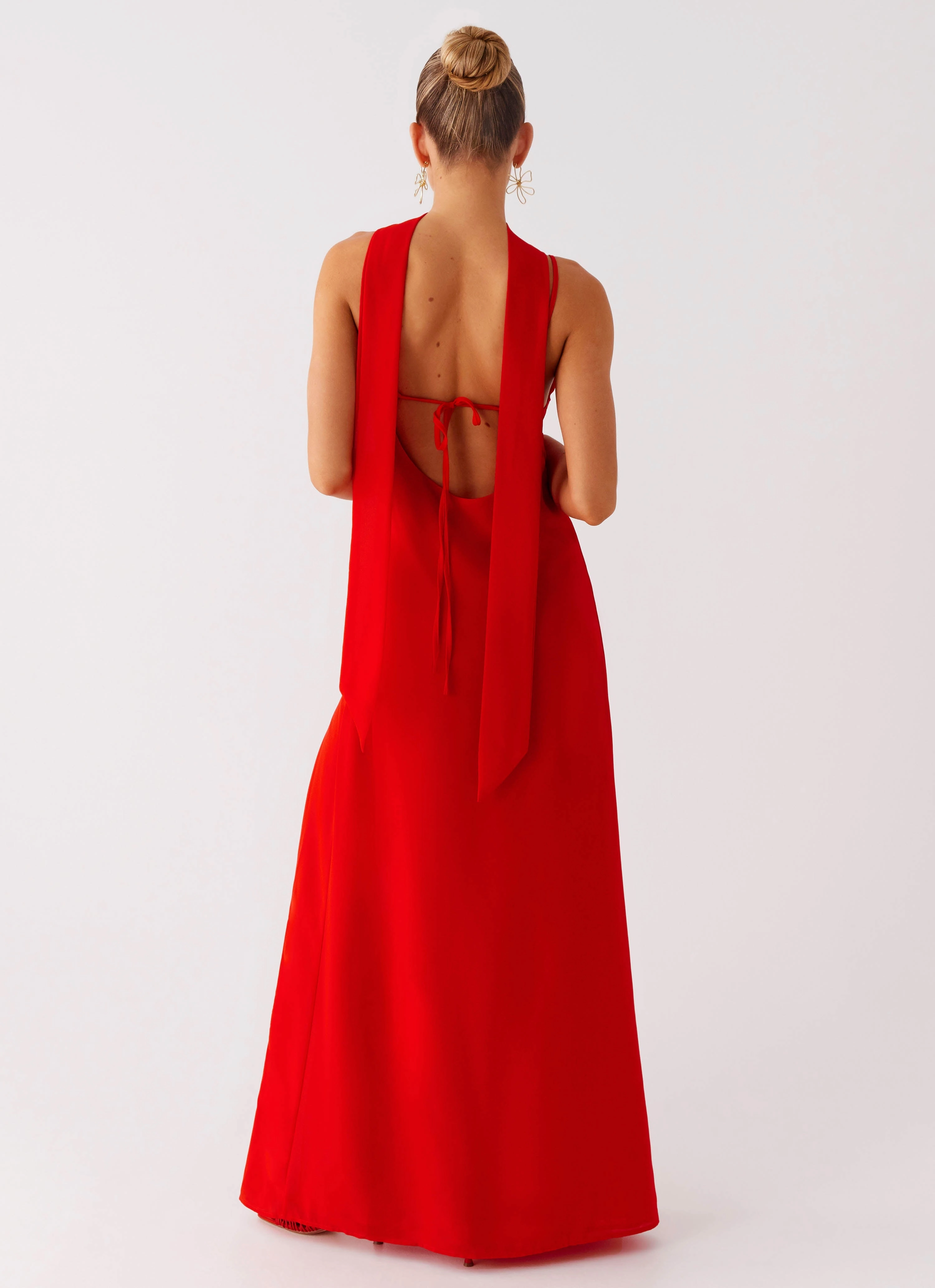 Yorke Scarf Maxi Dress - Raspberry Red Comfortable Outerwear