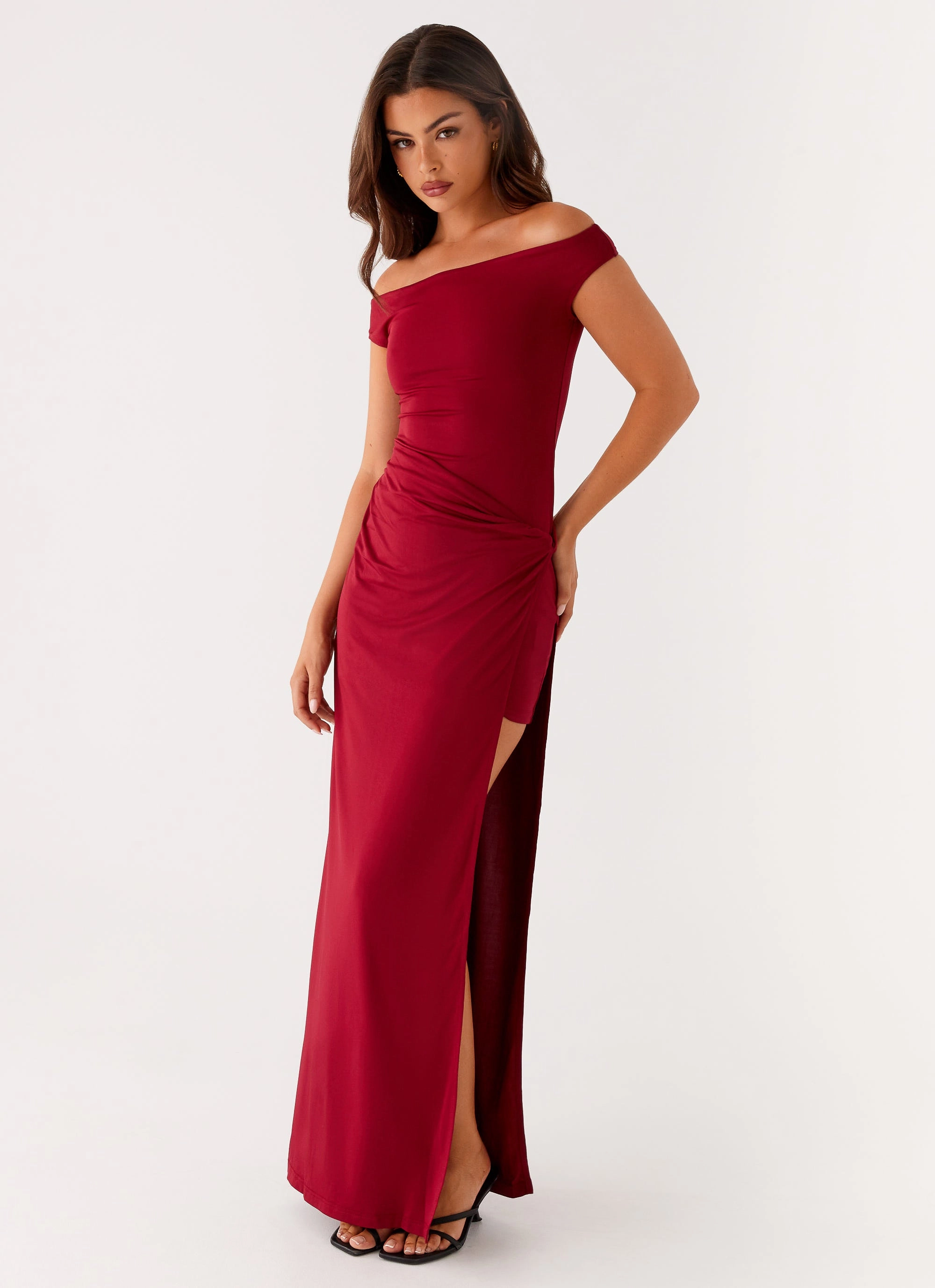 Amerie Maxi Dress - Maroon Cold Day Outerwear