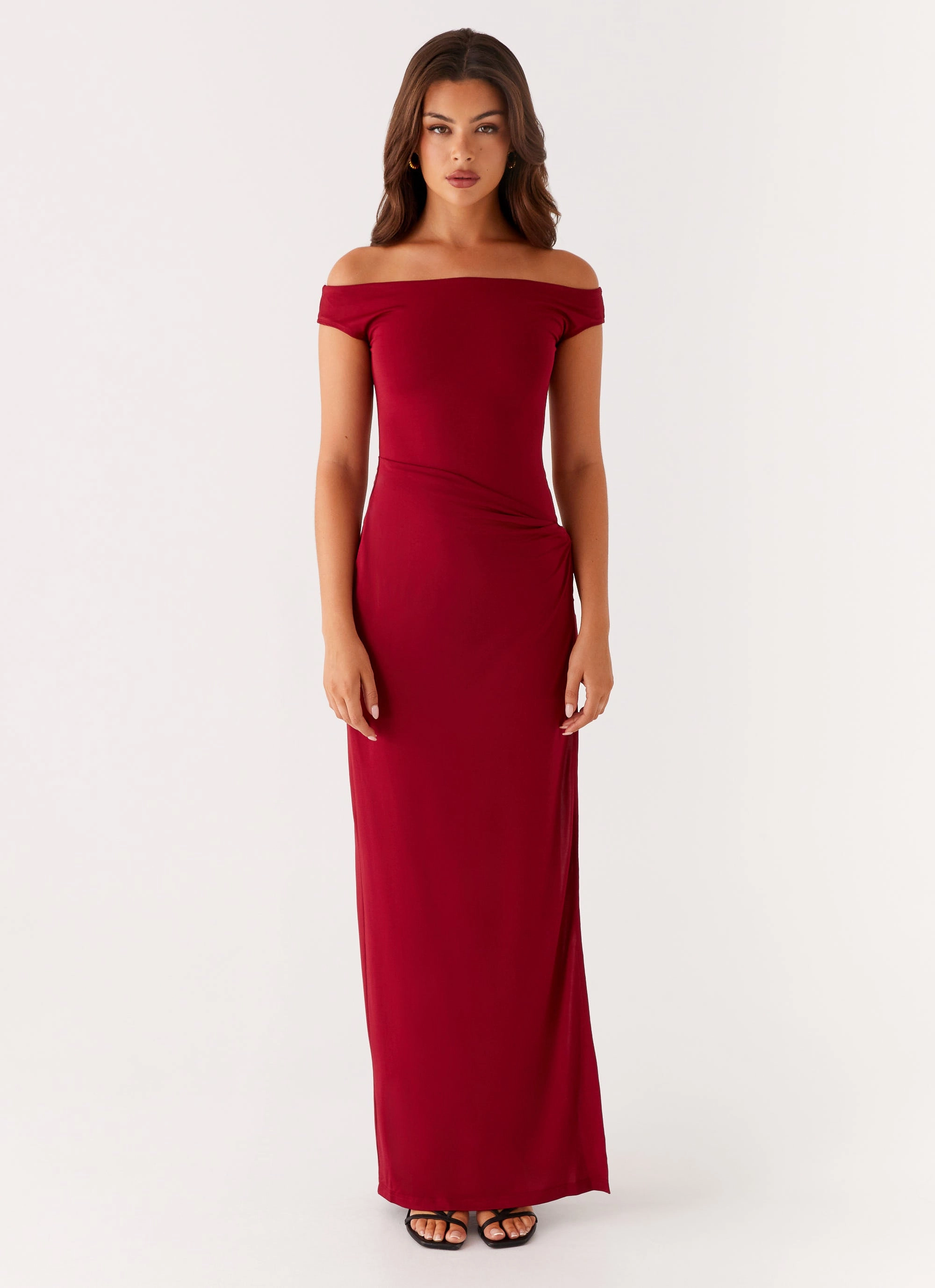 Fold-Over-Detail Amerie Maxi Dress - Maroon