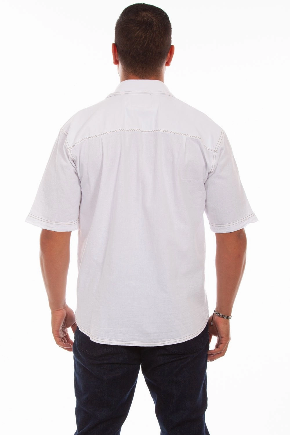Refined Aesthetic Mix-And-Match Scully Mens White 100% Cotton Traveler S/S Shirt