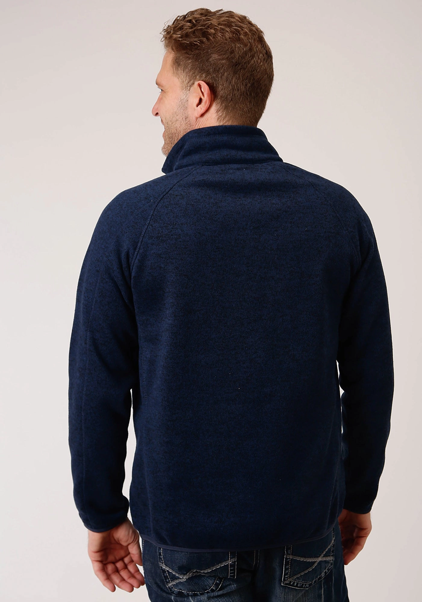 Stetson Mens Navy Polyester 1/4 Zip Pullover Sweater Multi Layer Stitching Student Essential