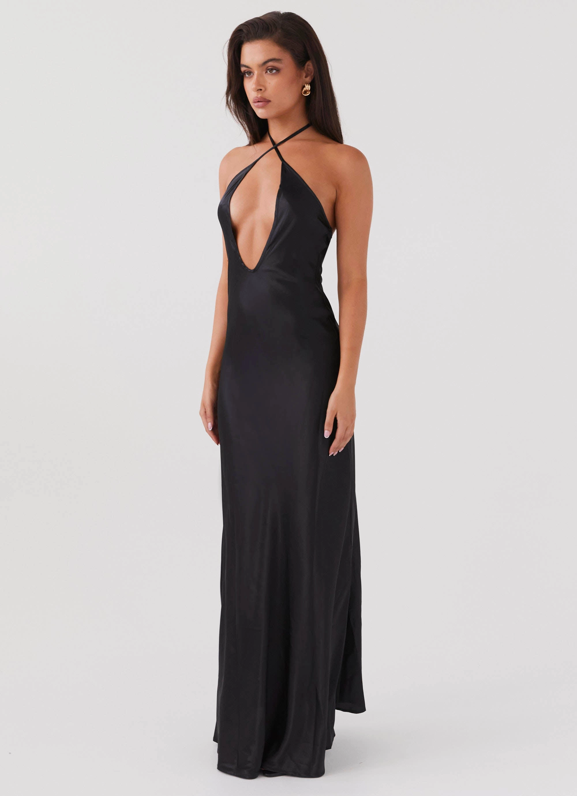 All-Season Coat Noir Symphony Maxi Dress - Black