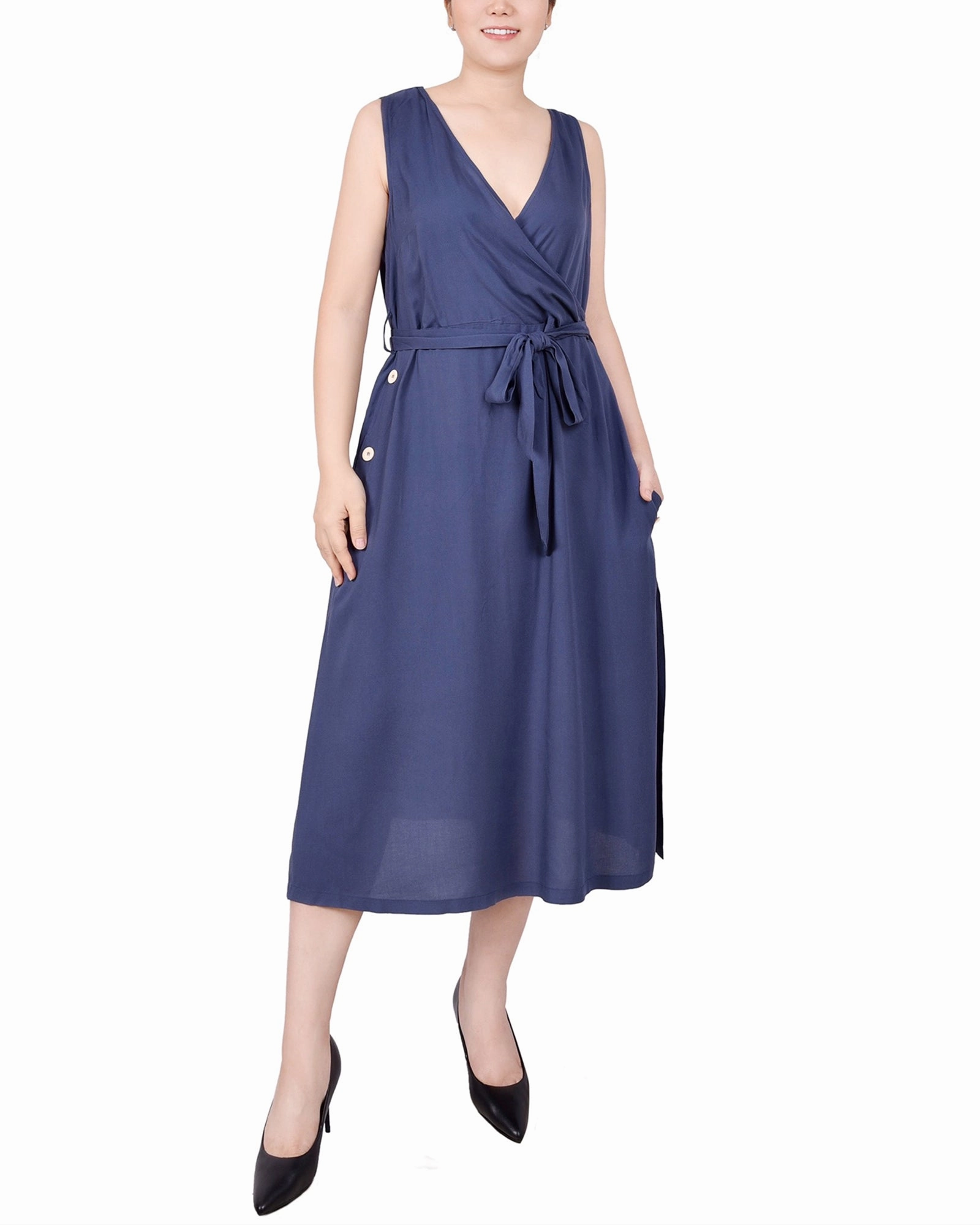 Trendy Cut Petite Sleeveless Wrap Dress