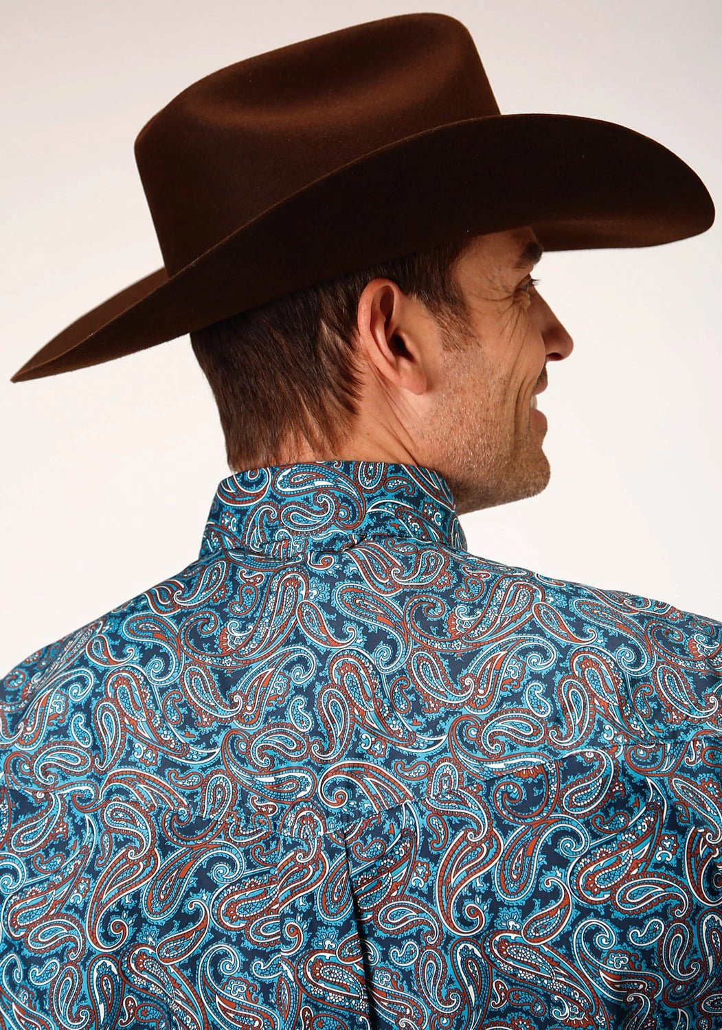Cooling Mesh Lining Exclusive Collection Roper Mens Blue 100% Cotton Canyon Paisley BD L/S Btn Shirt
