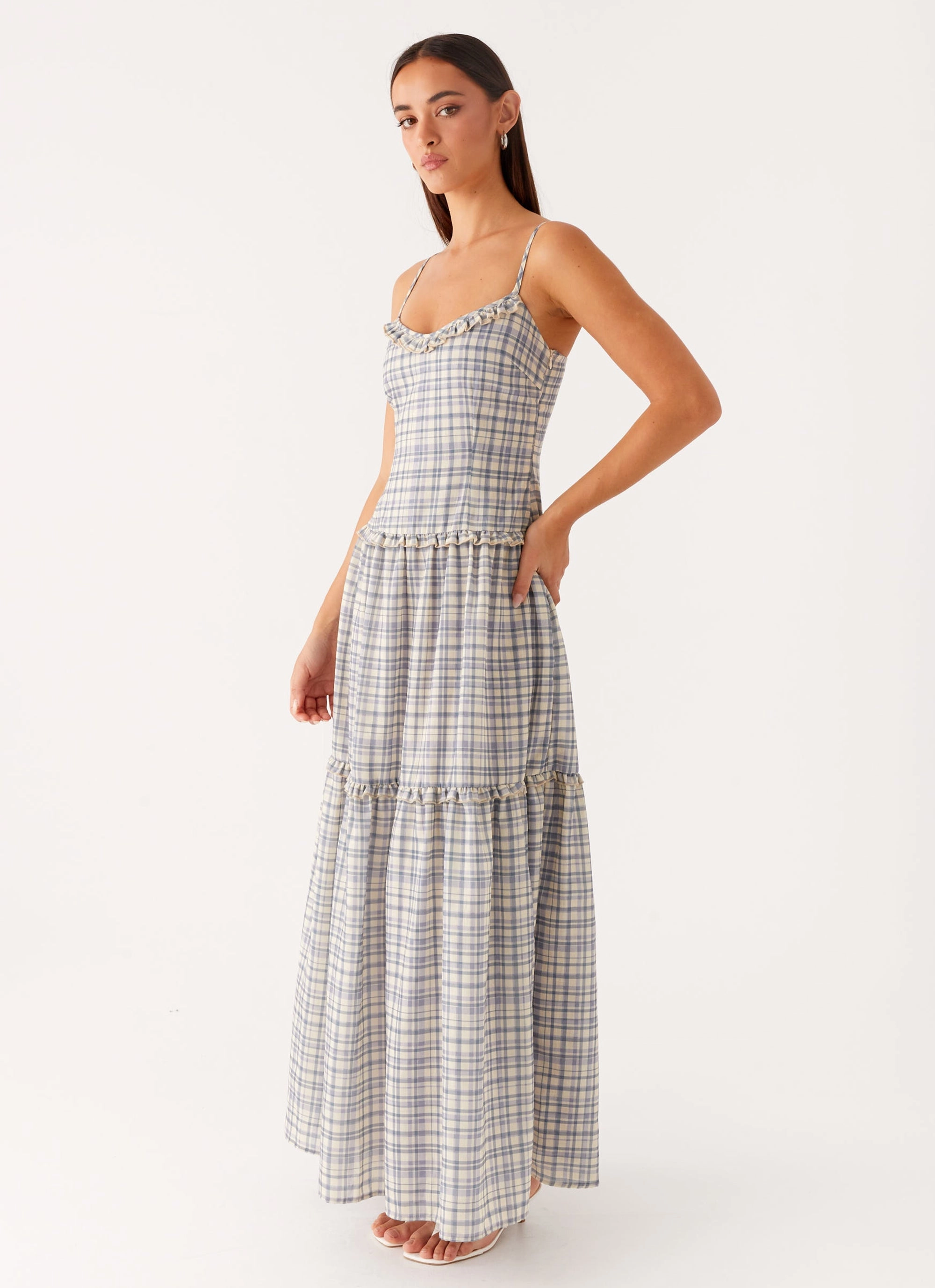 Hermie Midi Dress - Check Wool blend