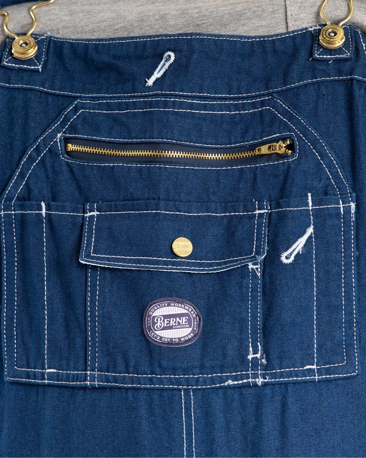 Fur Trim Berne Mens Denim 100% Cotton Vintage Washed Denim Bib Overall