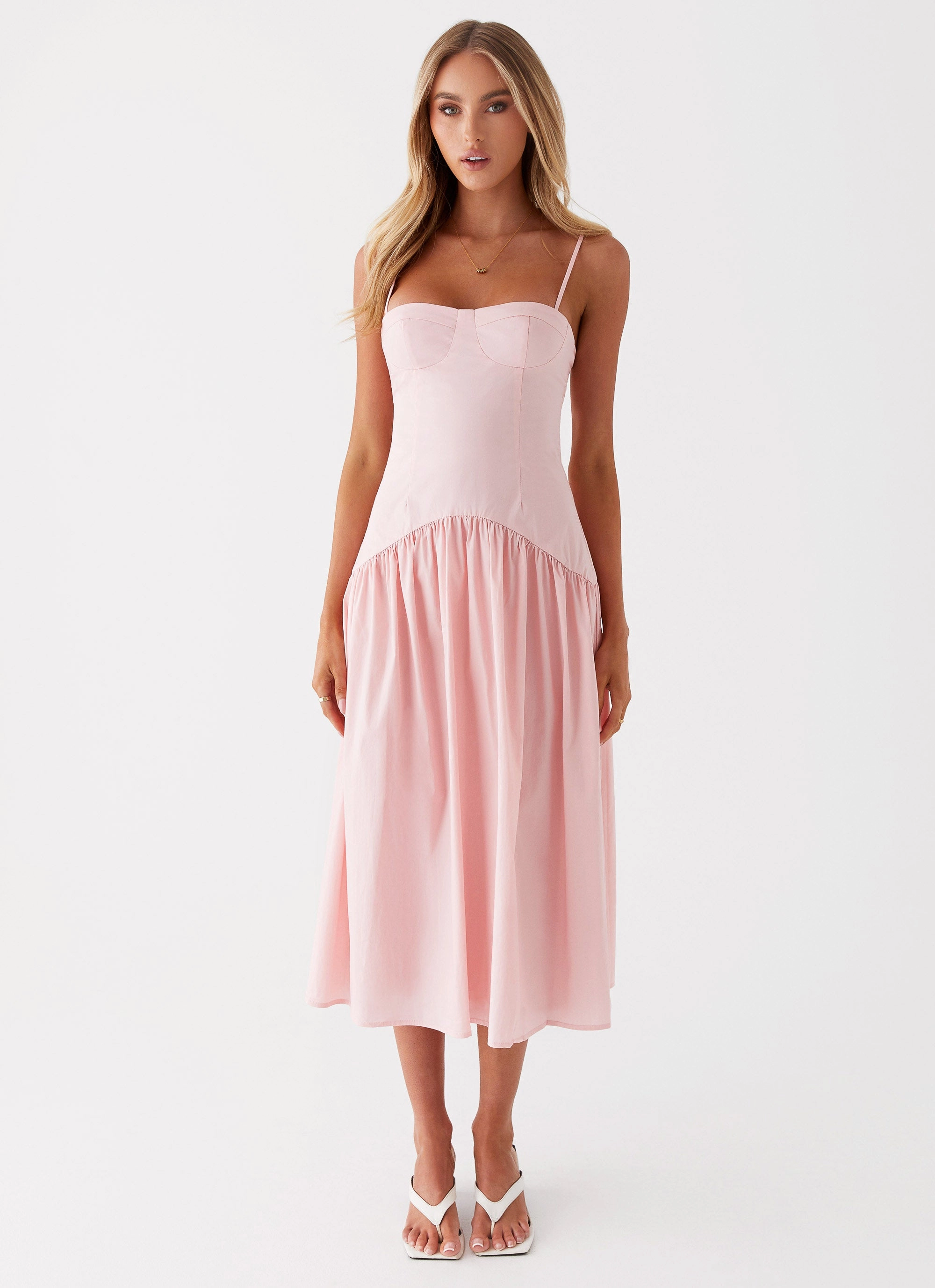 Yvette Corset Midi Dress - Pink Neutral Tone