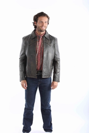 Bonded Edge Finish Neutral Tone Scully Mens Vintage Distressed Rugged Brown Leather Leather Jacket