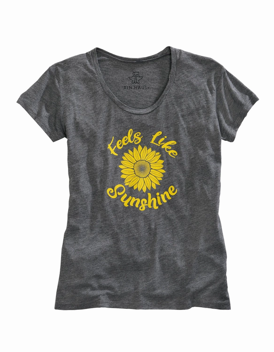 Tin Haul Womens Grey Poly/Rayon Feels Like Sunshine S/S T-Shirt Soft touch finish Classy Detail