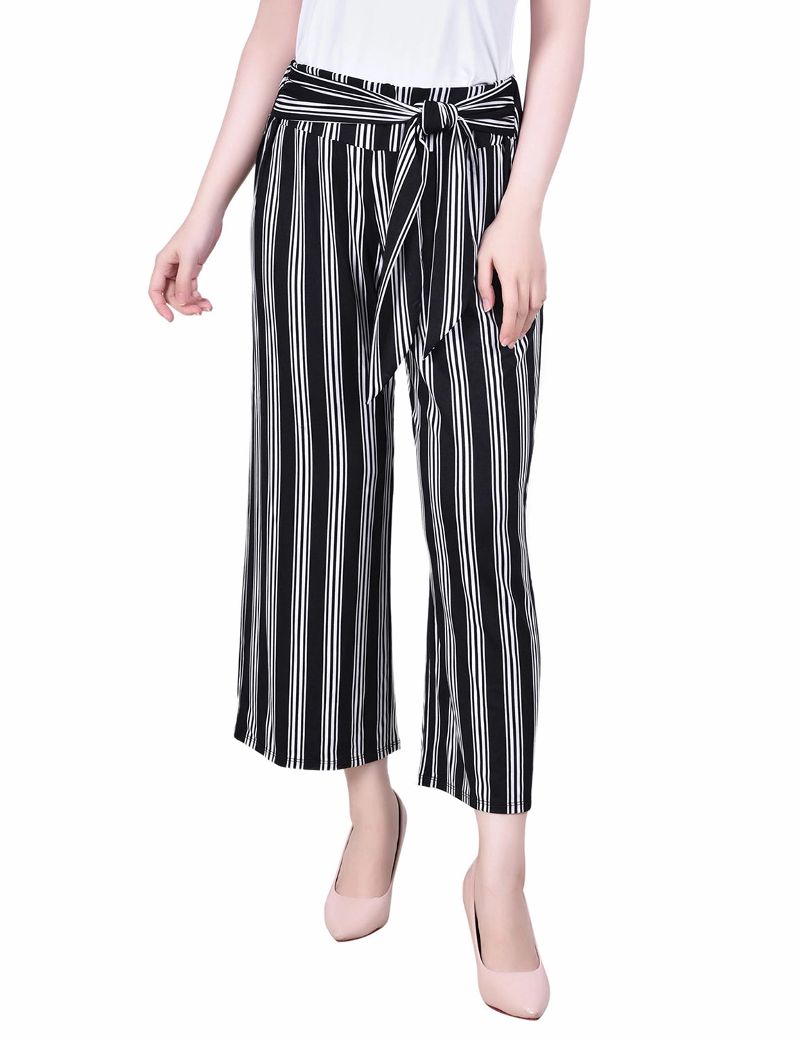 Work Comfort Stretchy Waist Cropped Pull On with Sash Pant