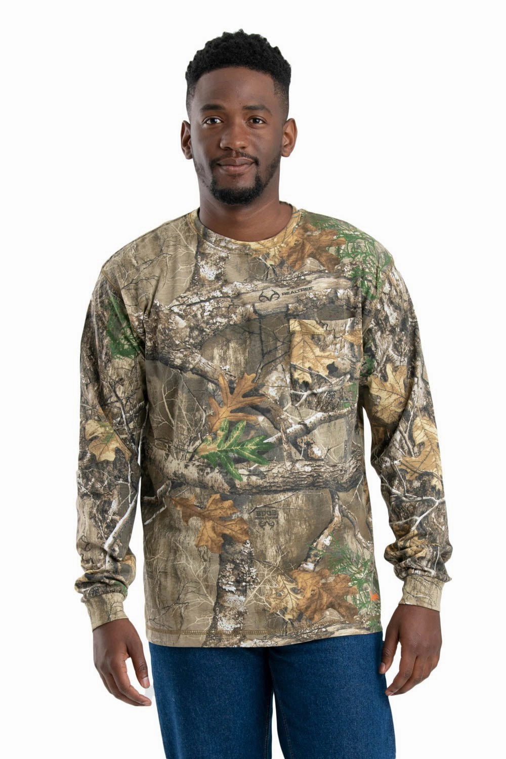 Tall Length Berne Mens Realtree Edge Cotton Blend Lightweight Performance Tee L/S