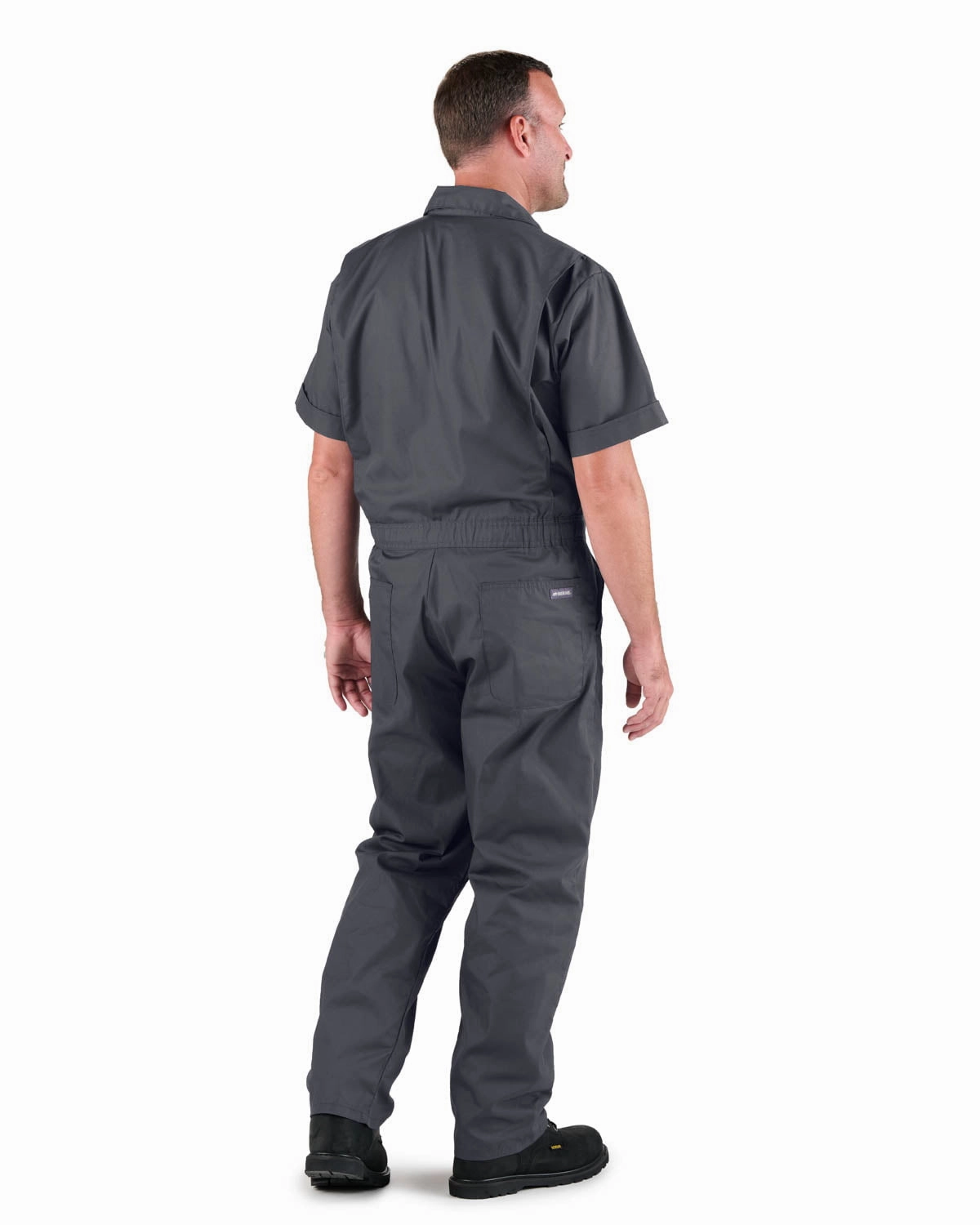 Lightweight Insulation Technology Hypoallergenic Fibers Berne Mens Charcoal Cotton Blend Poplin Short Sleeve Coverall