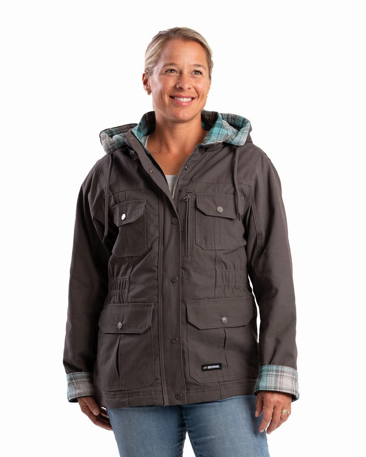 All Season Performance Weave Berne Apparel Womens Softstone Duck Barn Titanium 100% Cotton Jacket