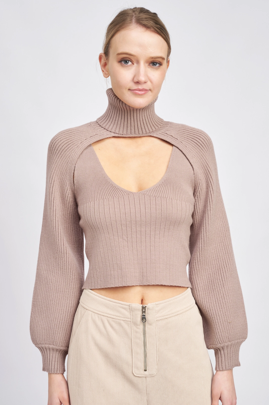Smooth Zipper Integration Knit Tank Bolero Set