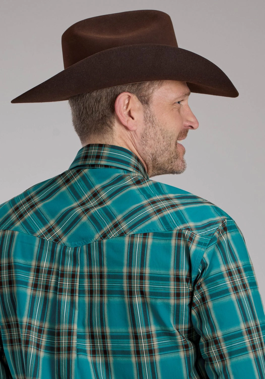 All day wearability Student Essential Roper Mens Real Plaid Teal 100% Cotton Tall L/S Shirt