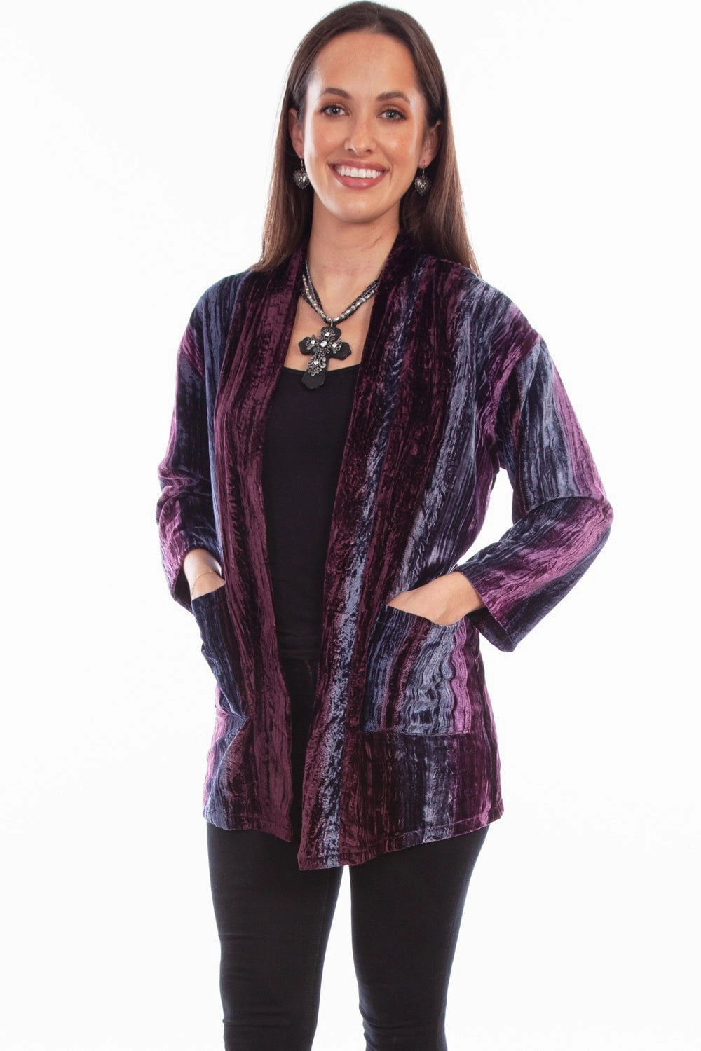 Casual Cozy Knit Perfection Scully Womens Two Pockets Plum Nylon Viscose Cardigan Sweater S
