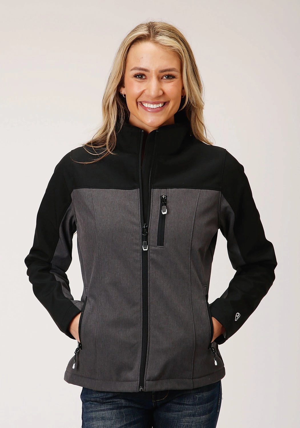Versatile Layering Roper Womens Grey/Black Polyester PCD Softshell Jacket