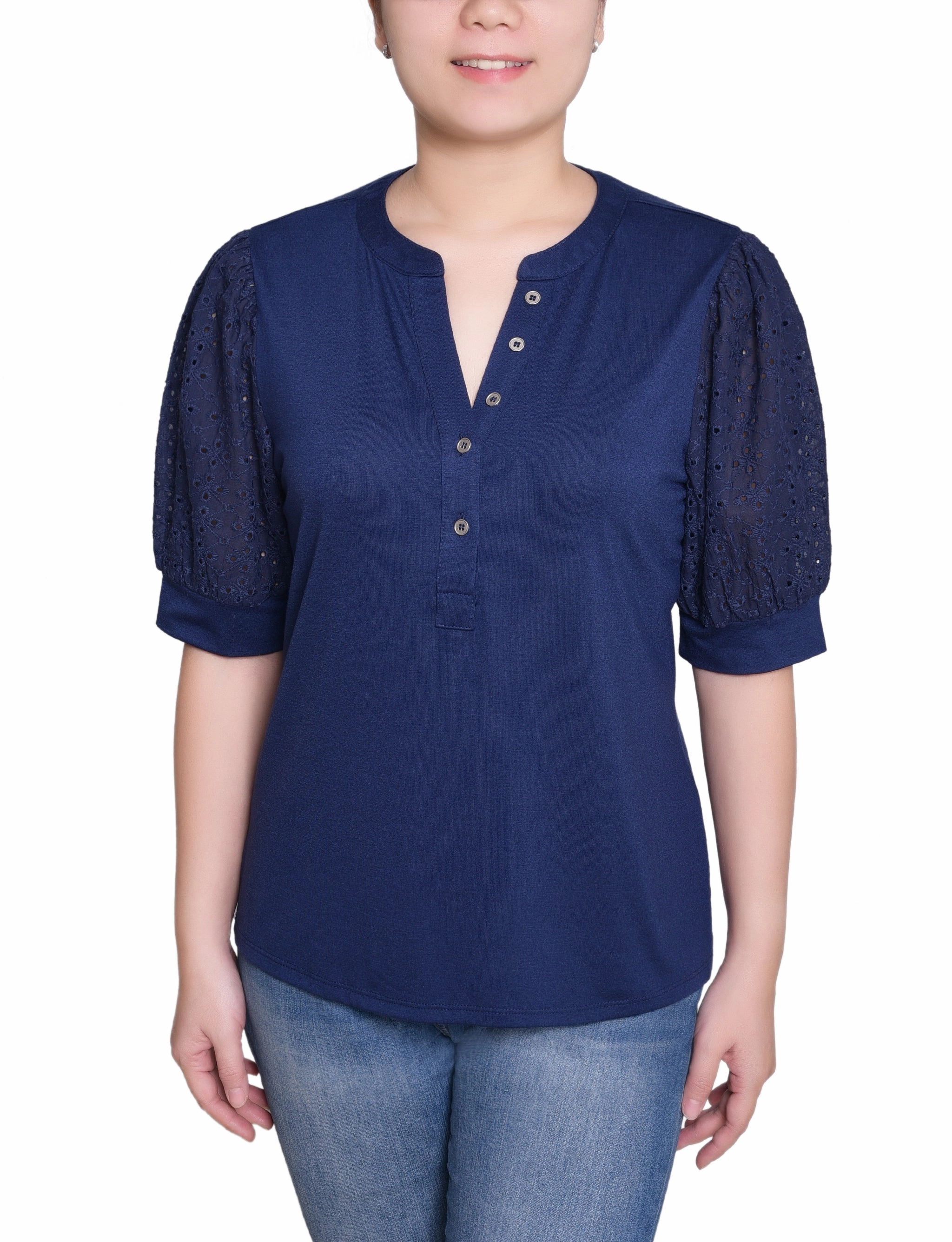 Puff Elbow Sleeve Top elegant design