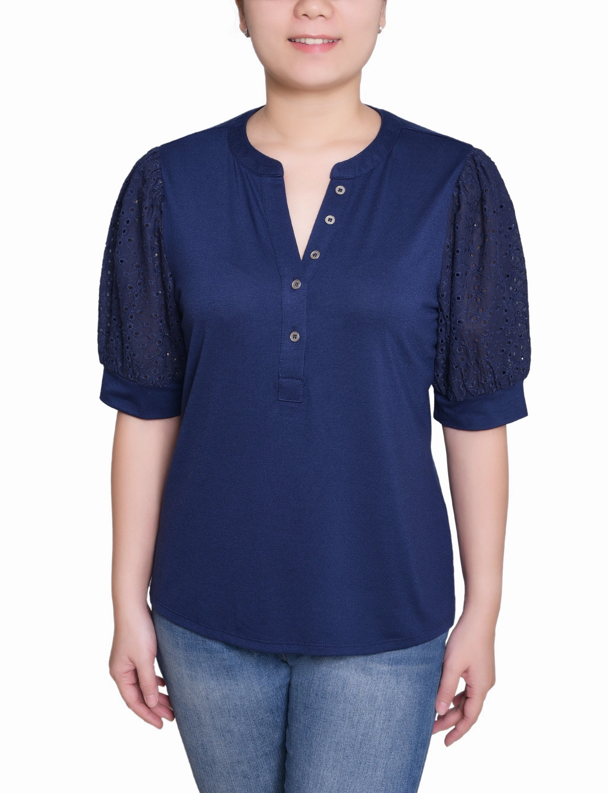 Puff Elbow Sleeve Top Easy Style