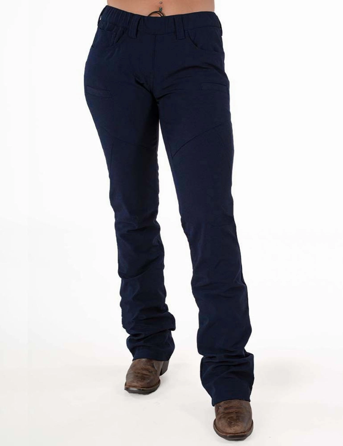 All Day Use Yoga Ready Cowgirl Tuff Mens Work Hard Play Hard Navy Nylon Trousers