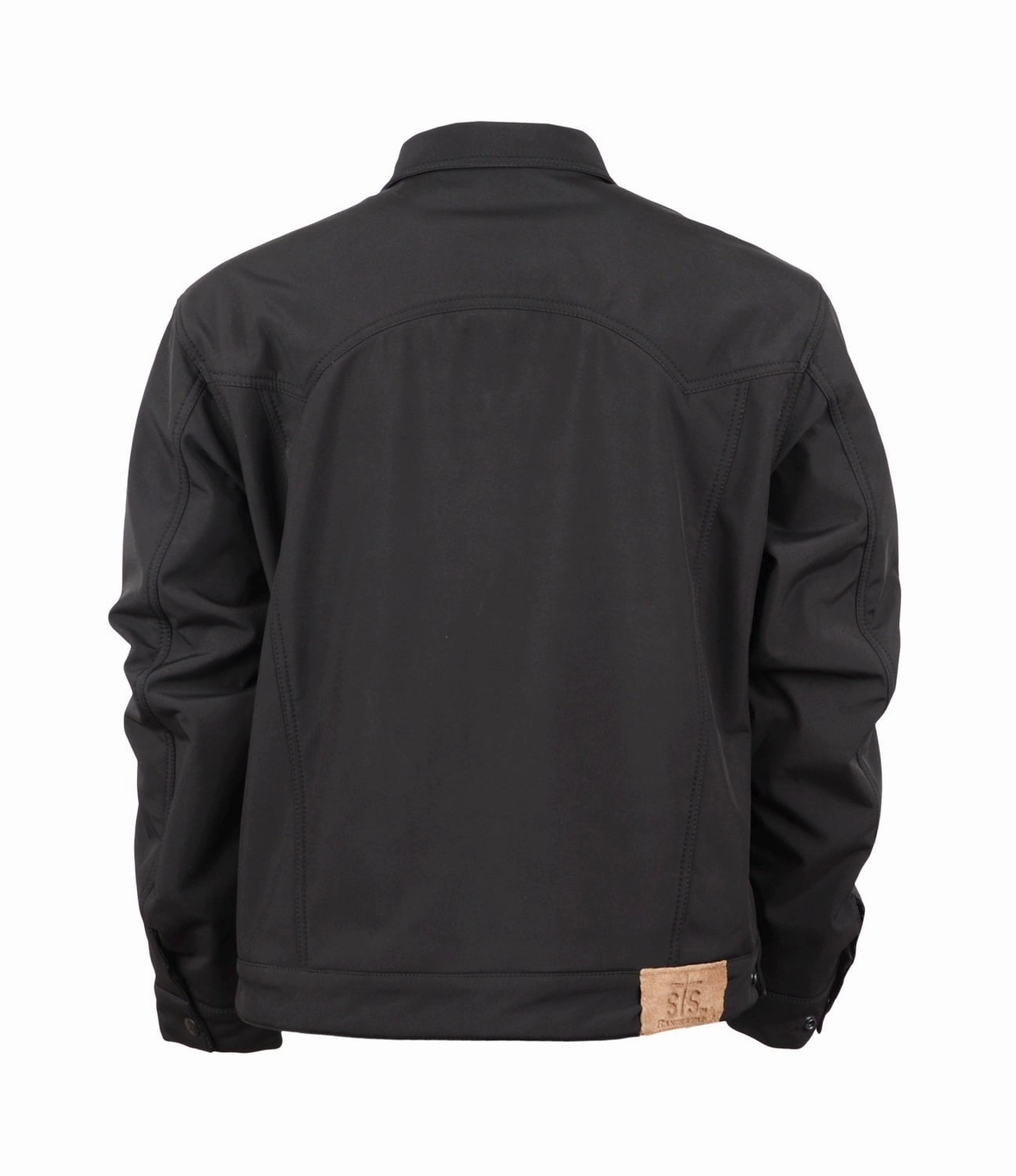 STS Ranchwear Mens Brumby Black 100% Polyester Denim Cut Softshell Jacket Ultraviolet Protection Factor Mild Weather