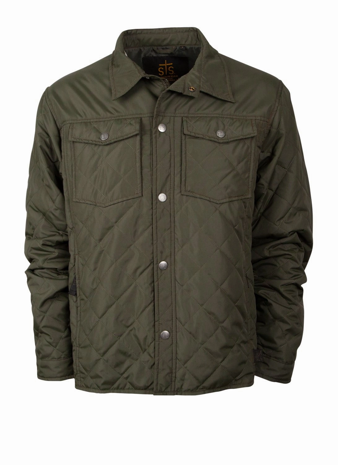 STS Ranchwear Mens Cassidy Olive 100% Polyester Softshell Jacket Recycled Material Construction Soft Cover