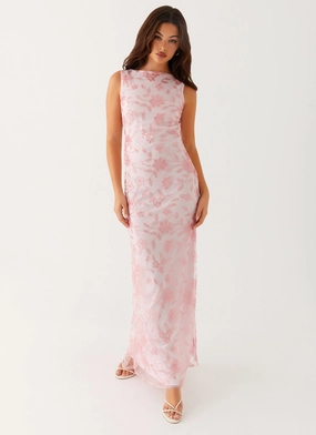 Light Aesthetic Moorey High Neck Maxi Dress - Pink