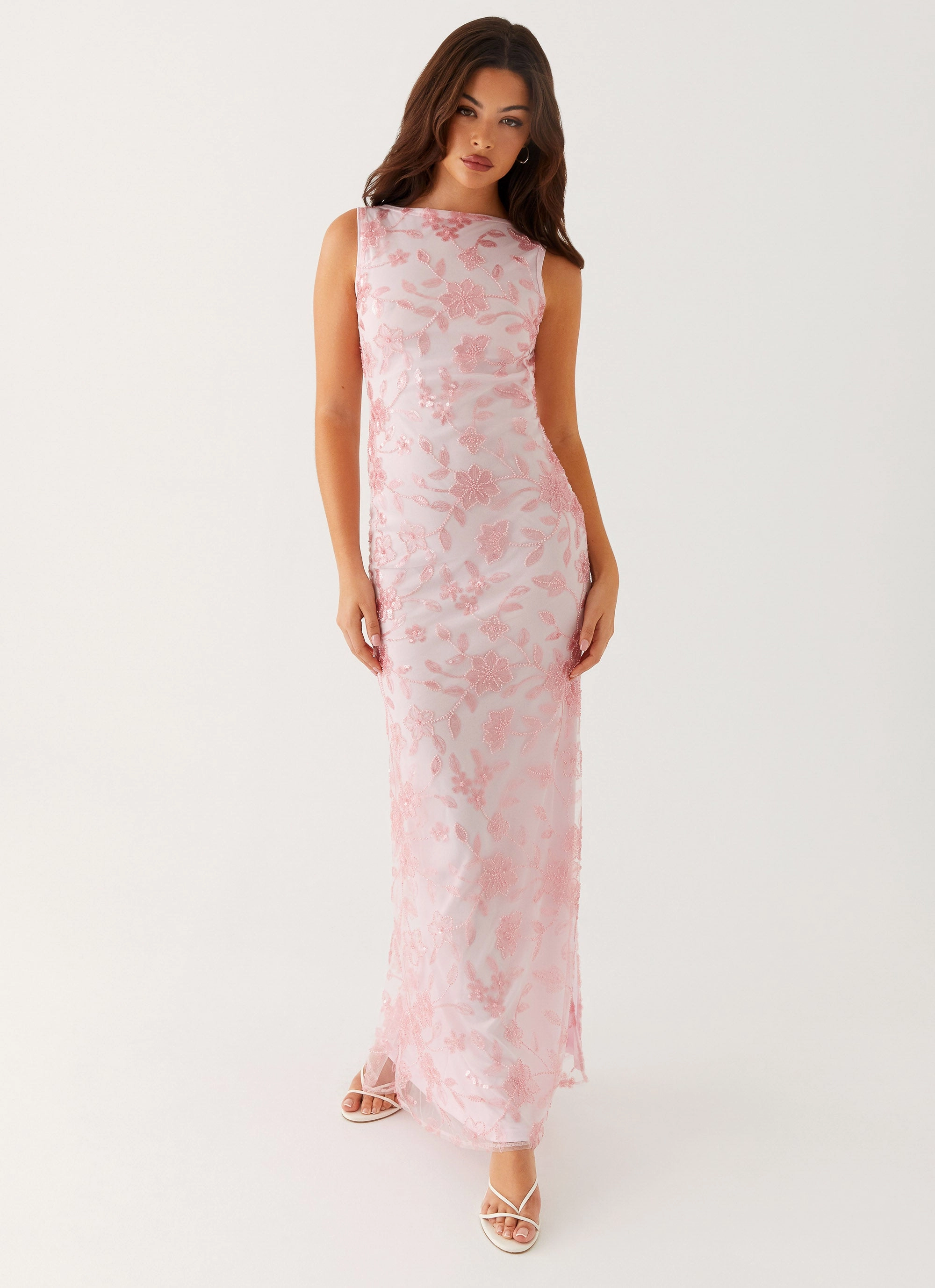 Light Aesthetic Moorey High Neck Maxi Dress - Pink