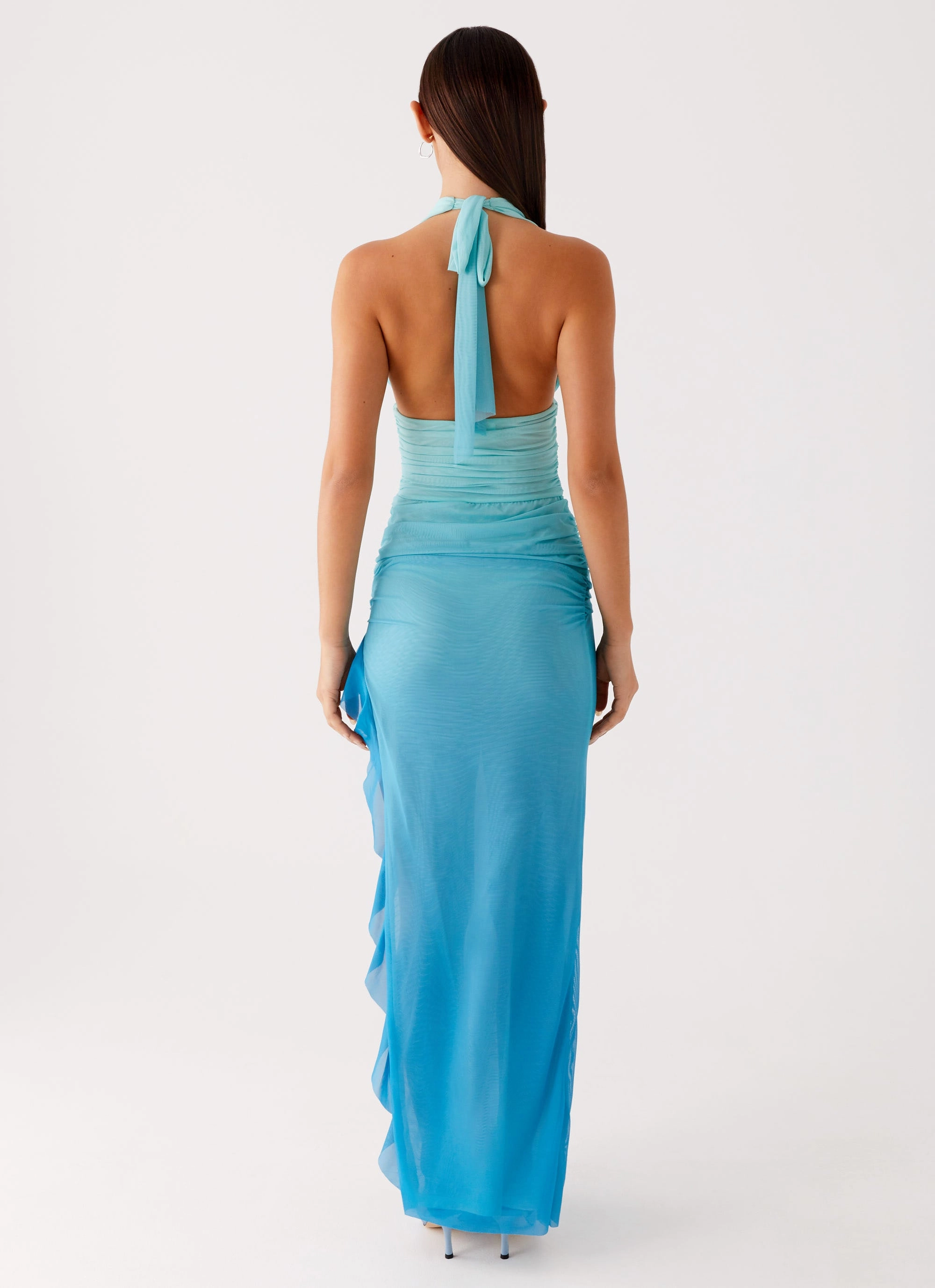 Moraya Halterneck Maxi Dress - Blue Gradient Relax Cut
