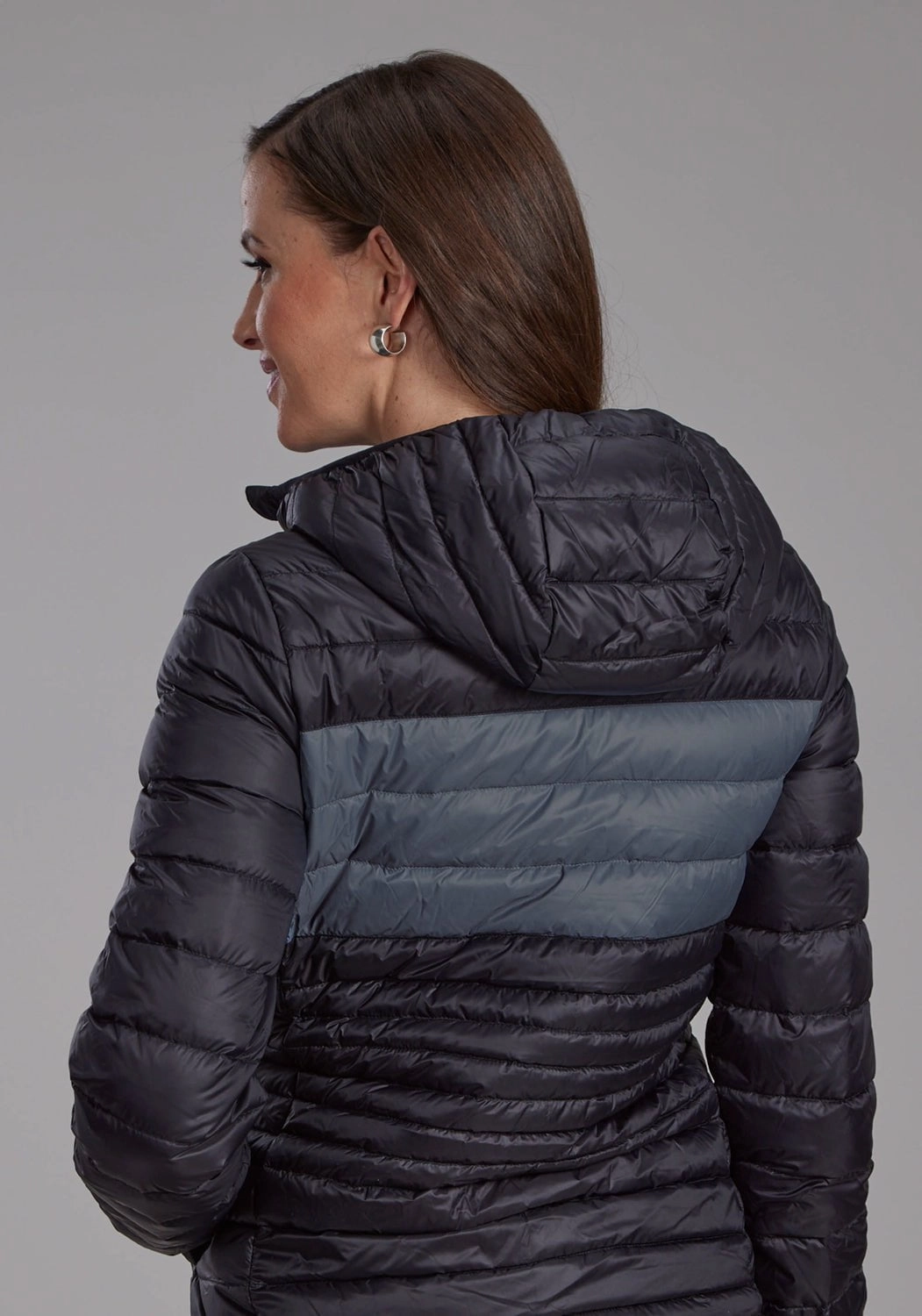 Taped Seams All Seasons Roper Womens Down Filled Hooded Black 100% Nylon Insulated Jacket