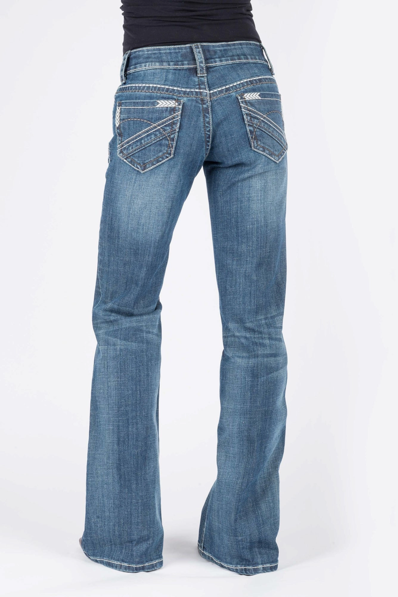 Stetson Womens 214 City Trouser Chevron Blue Cotton Blend Jeans Classic Gym Ready