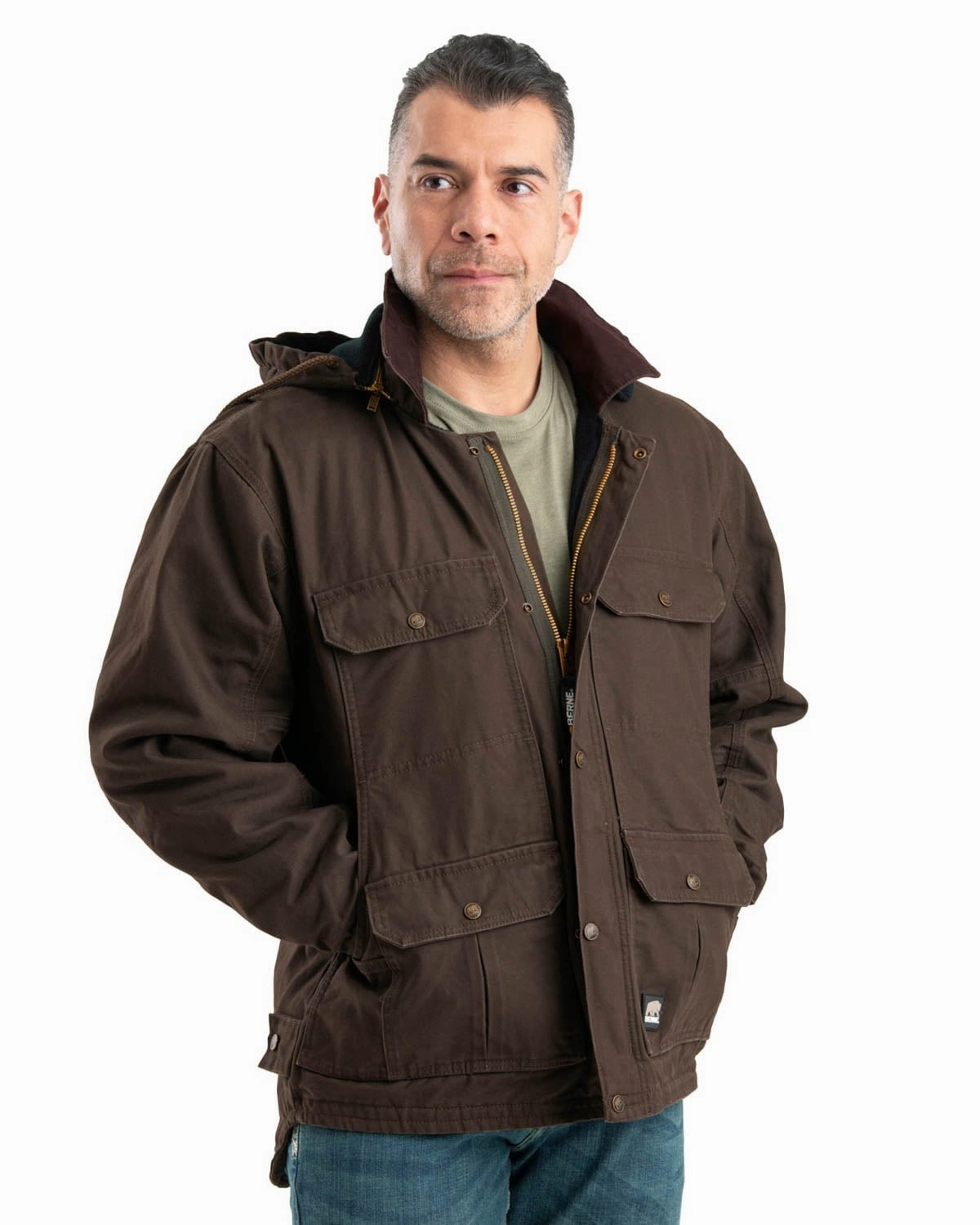 Berne Mens Bark 100% Cotton Contractor Coat Daily Commute Wear