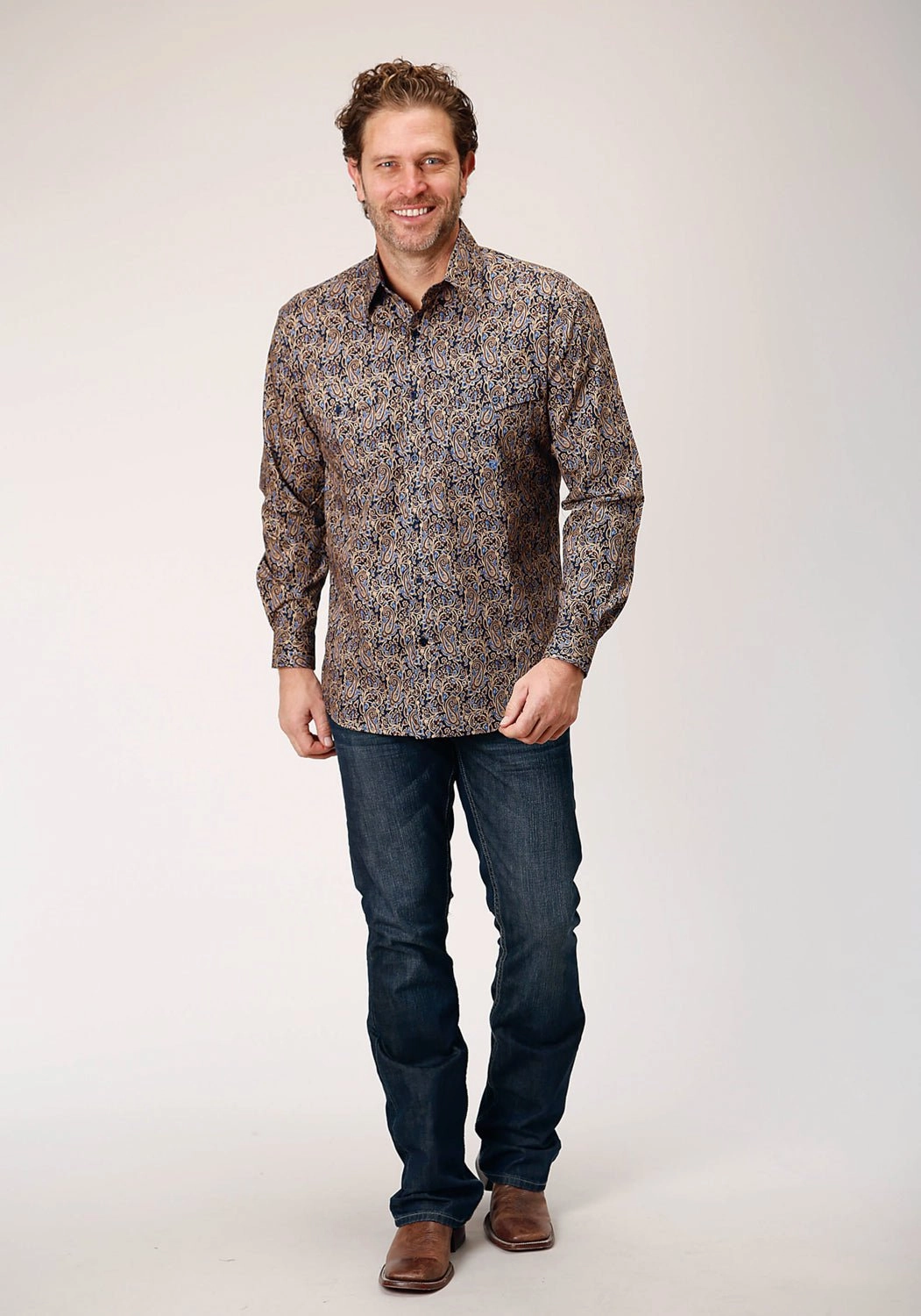 Outdoor Gear Roper Mens Vintage Paisley Blue 100% Cotton L/S Shirt