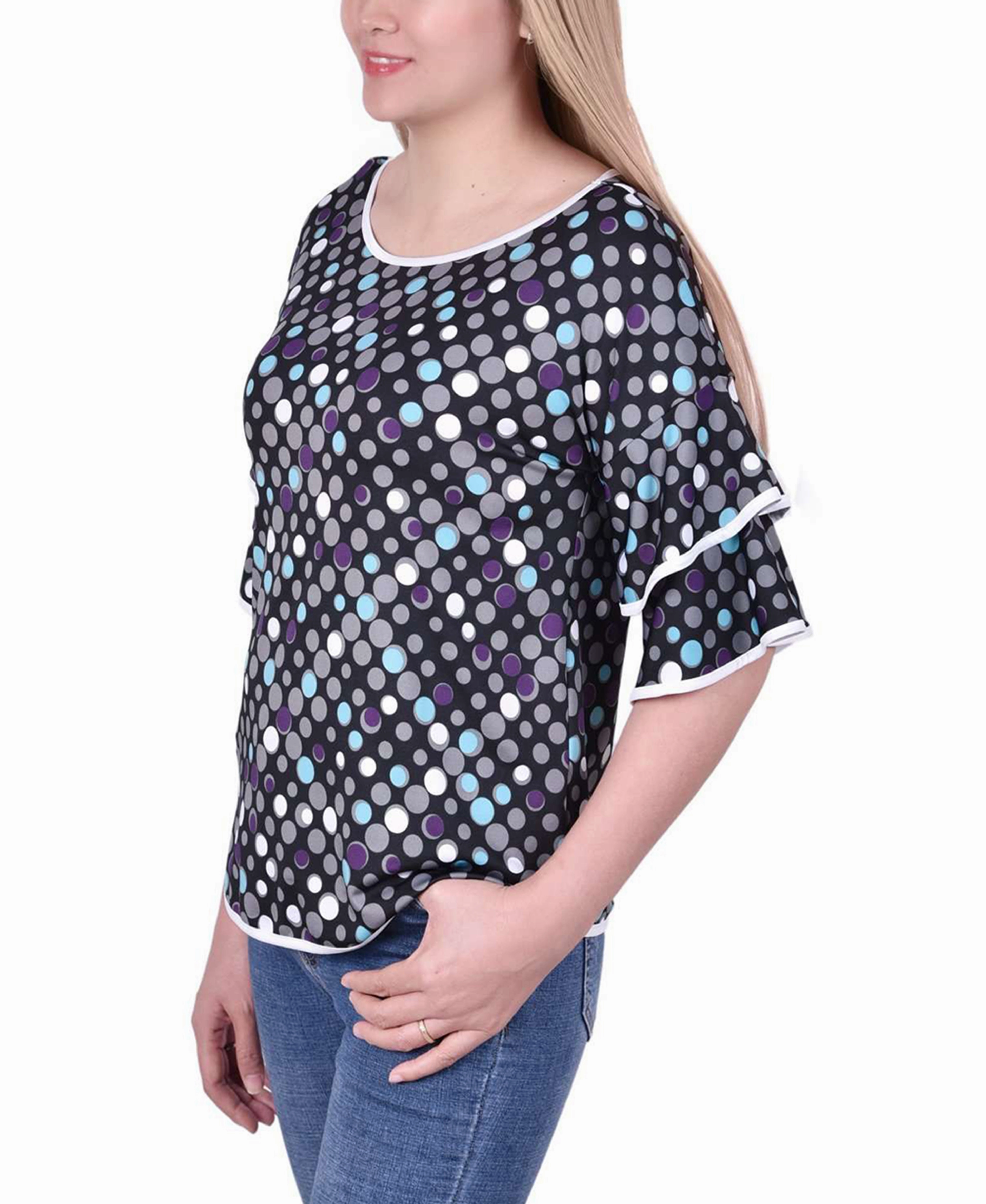 Petite Double Layer Elbow Sleeve Top Oversized Silhouette AntiBacterial Coating