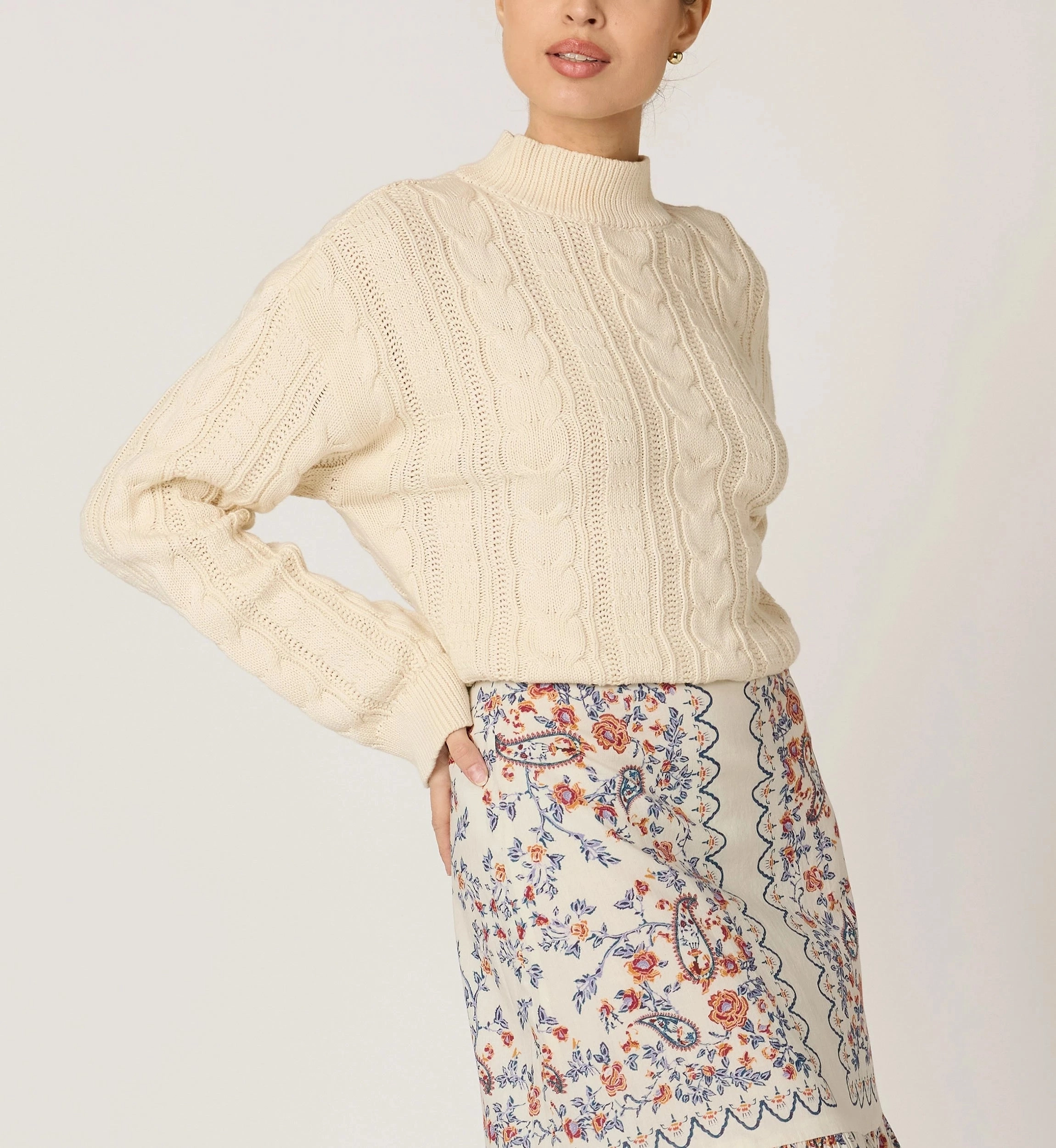 Janie Sweater | Ivory Flattering Fit Smart Wear