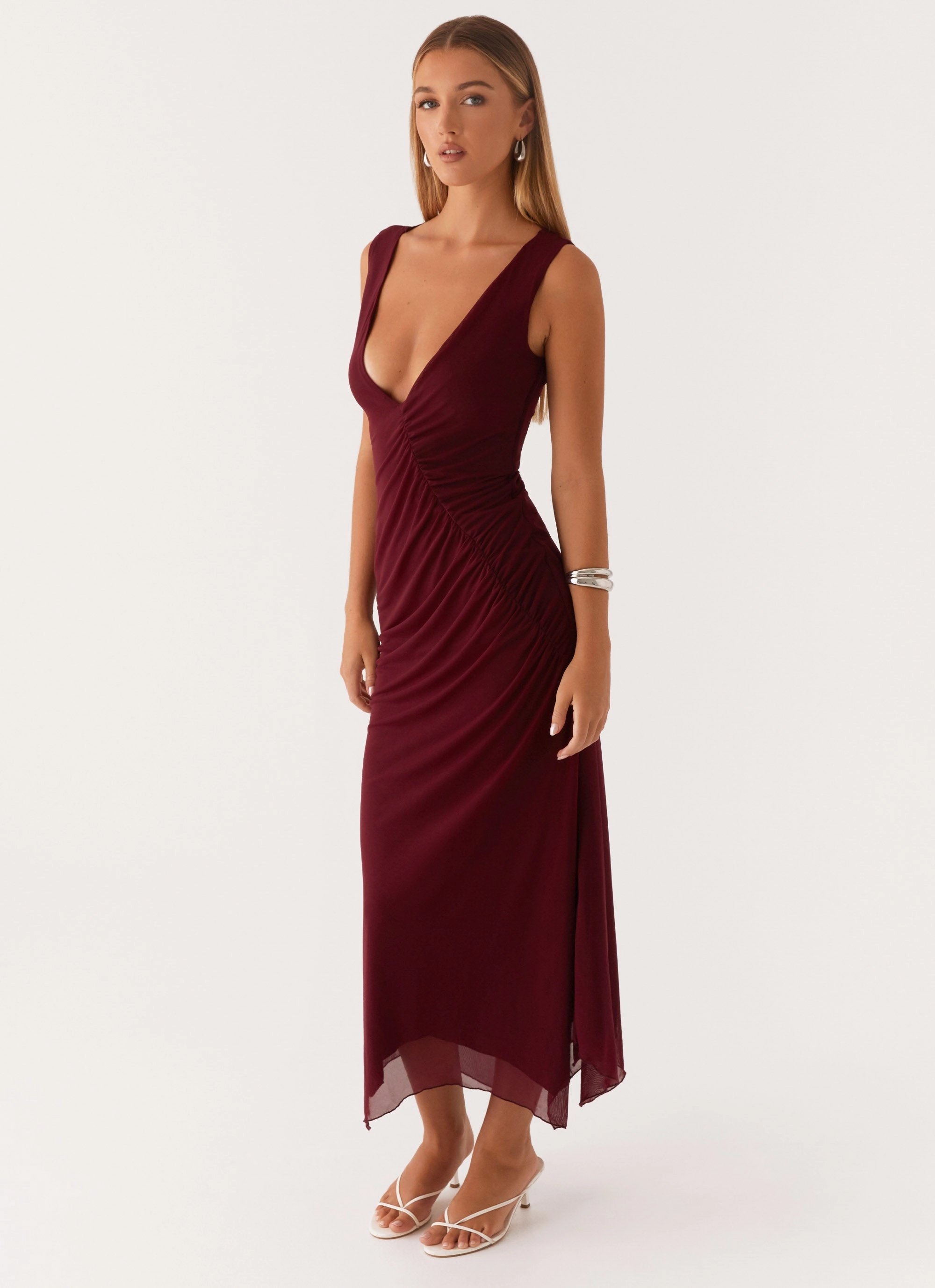 Murphy Maxi Dress - Deep Maroon Simple Wool Coat High End Look