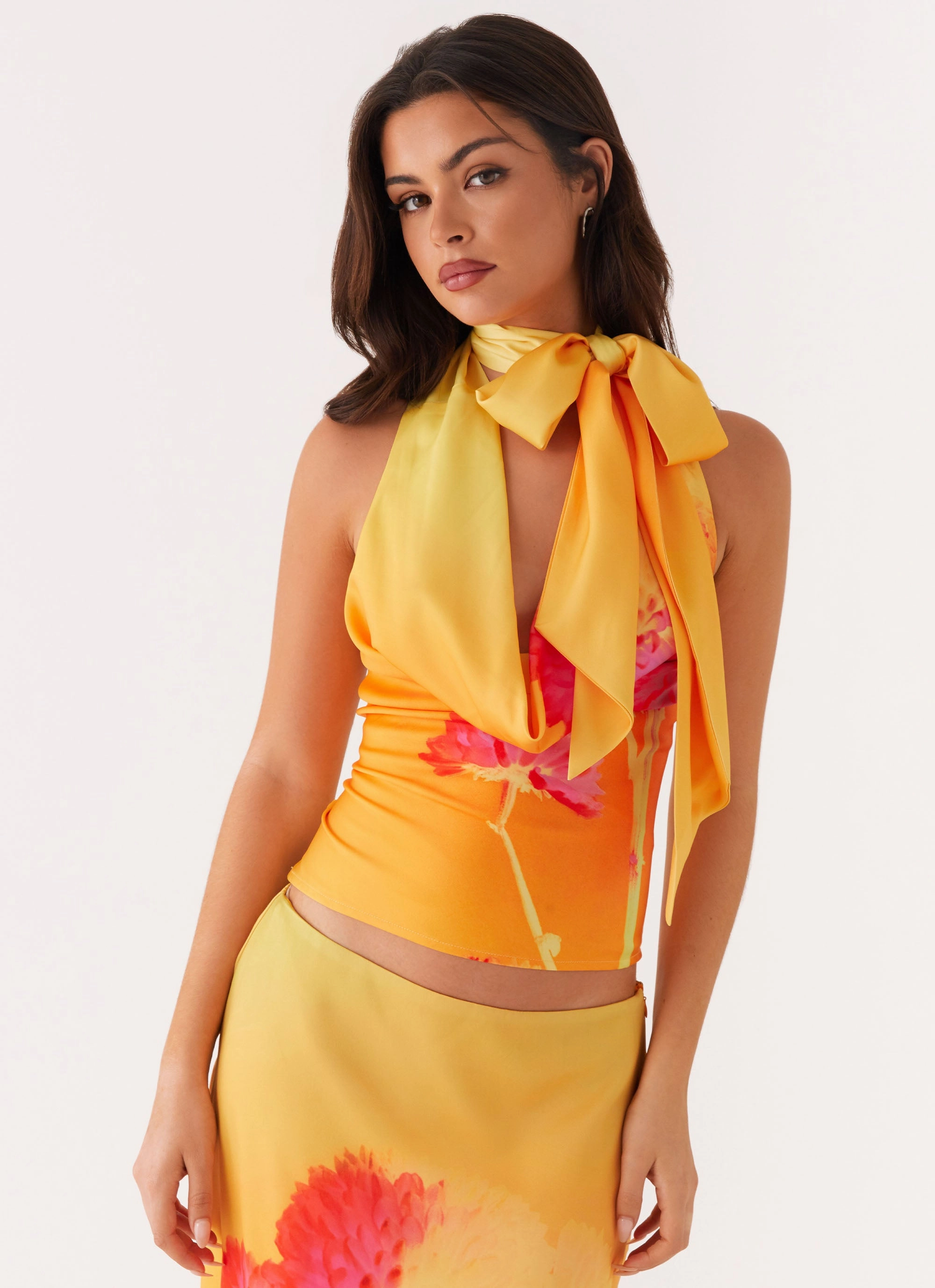 Compact Thermal Insulation Lightweight Nala Top - Orange Floral