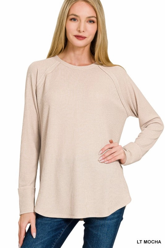 DoubleLayered Tension Balanced Design Nancy Baby Waffle Long Sleeve Top