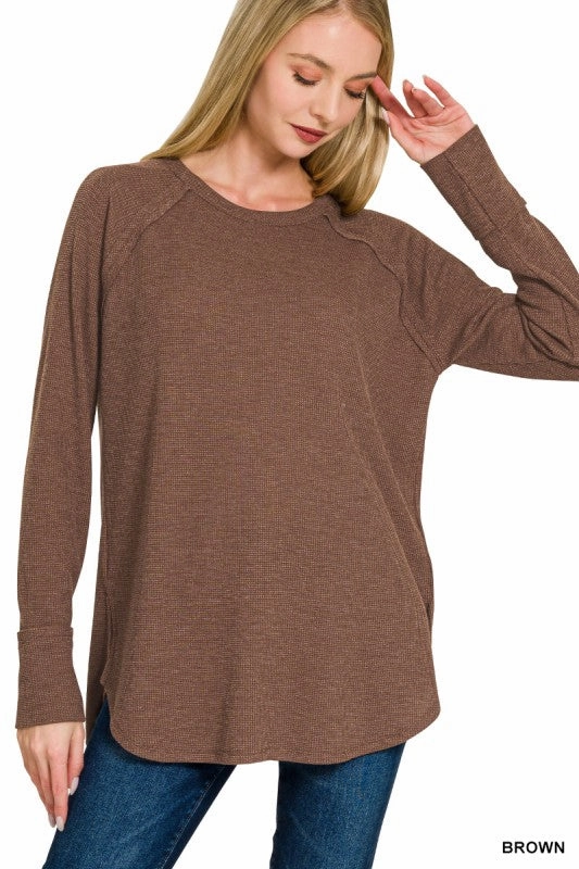 Nancy Baby Waffle Long Sleeve Top Softened Edges