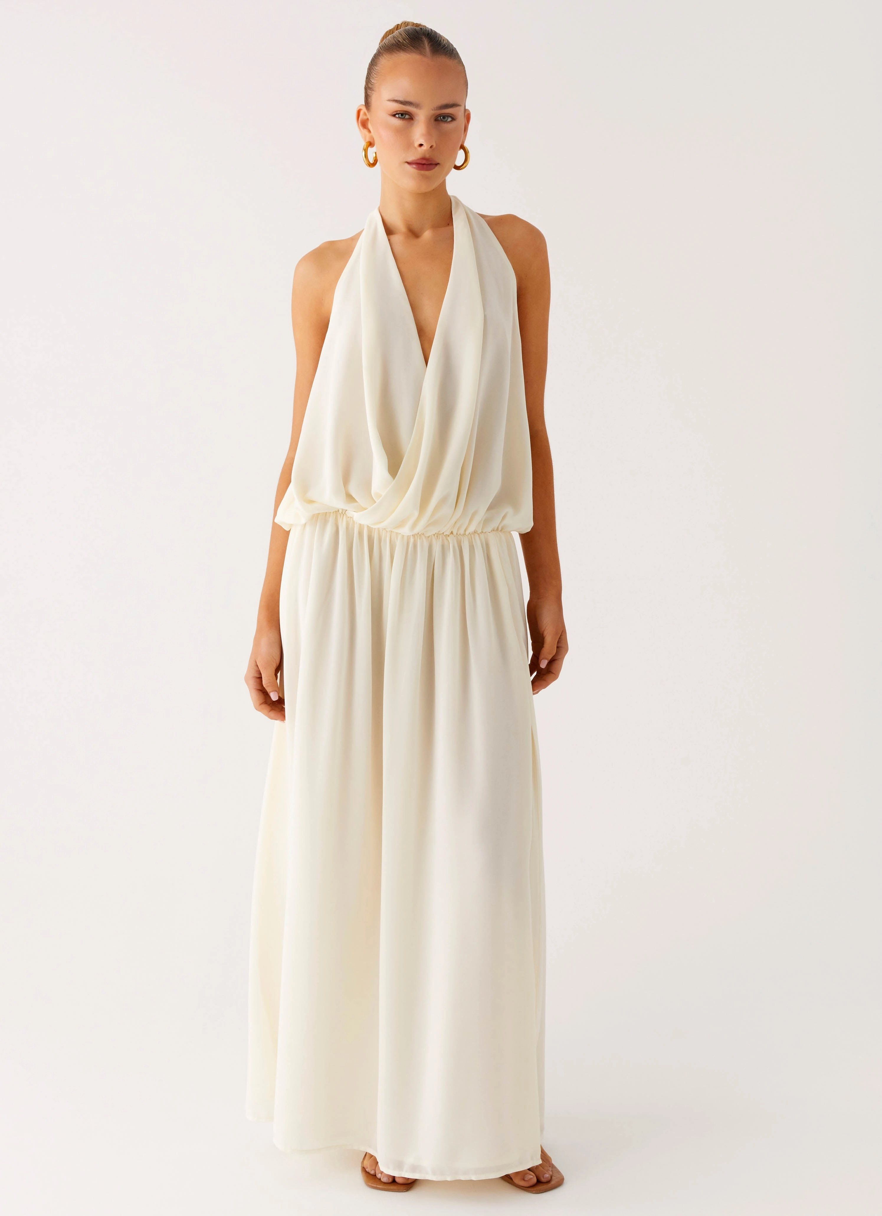 Narlah Halter Maxi Dress - Ivory Protective Outerwear