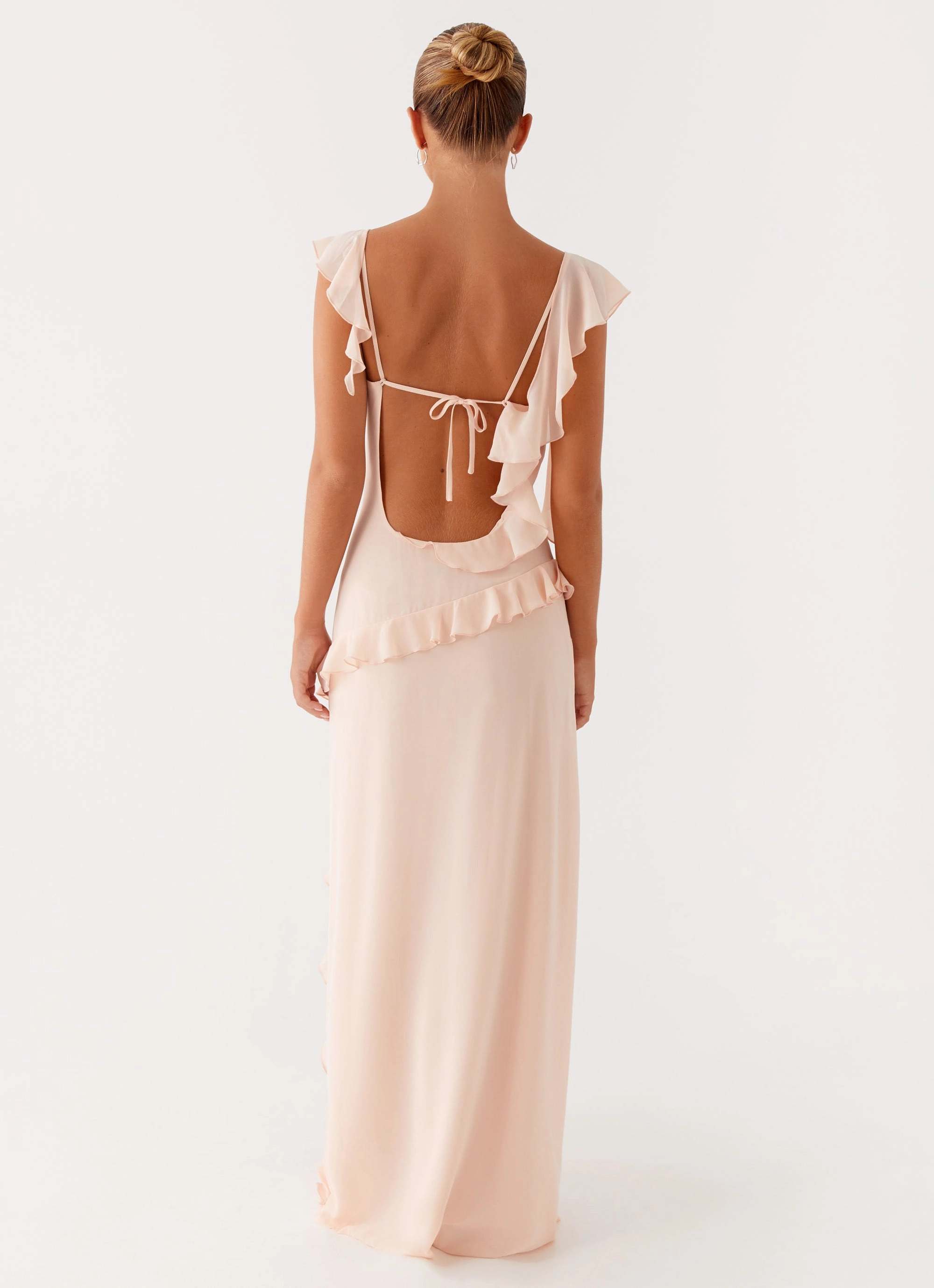 Asymmetric-Neck Office Mood Naya Maxi Dress - Peach