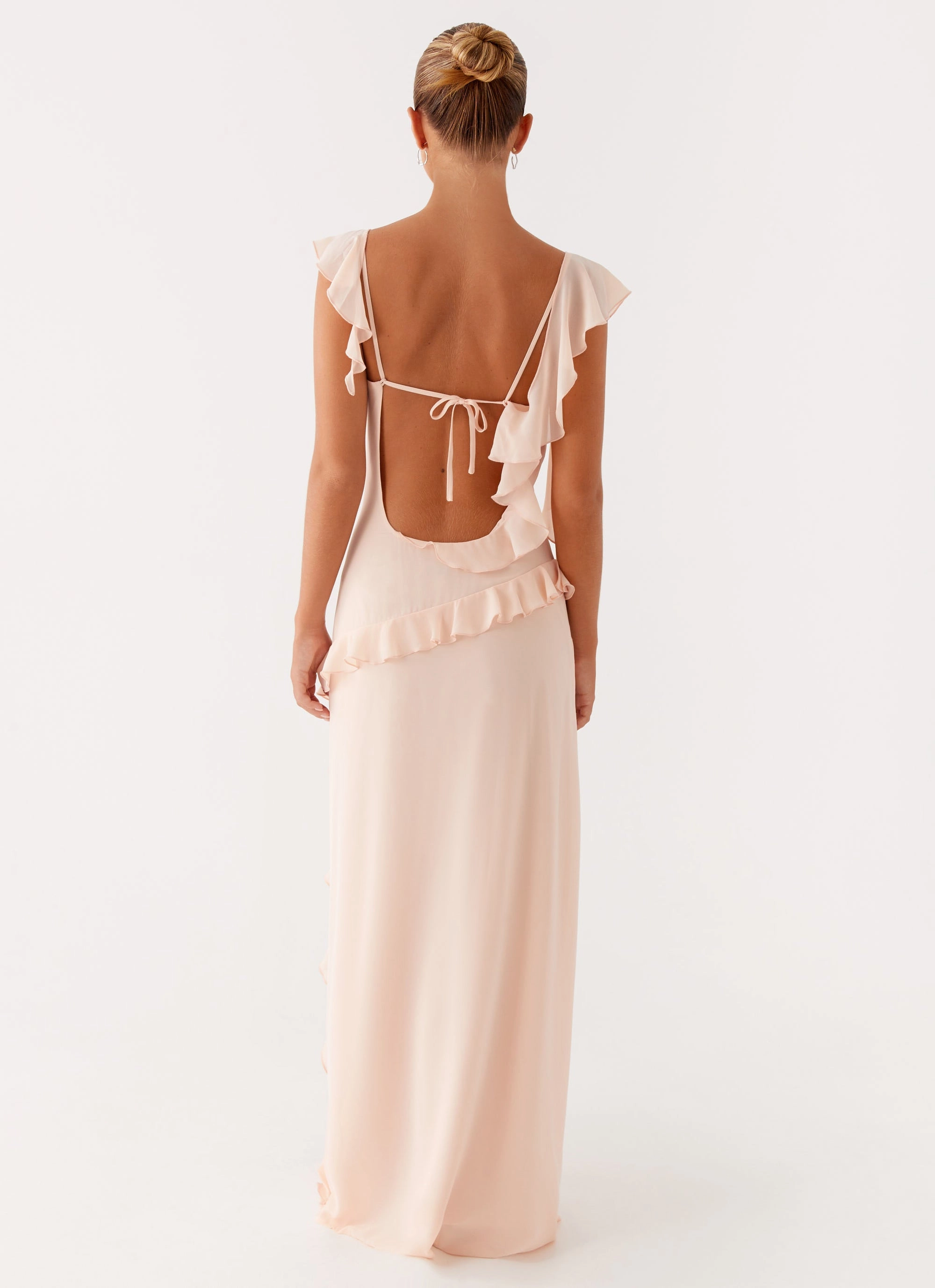 Naya Maxi Dress - Peach Smart Tones Fitted Design