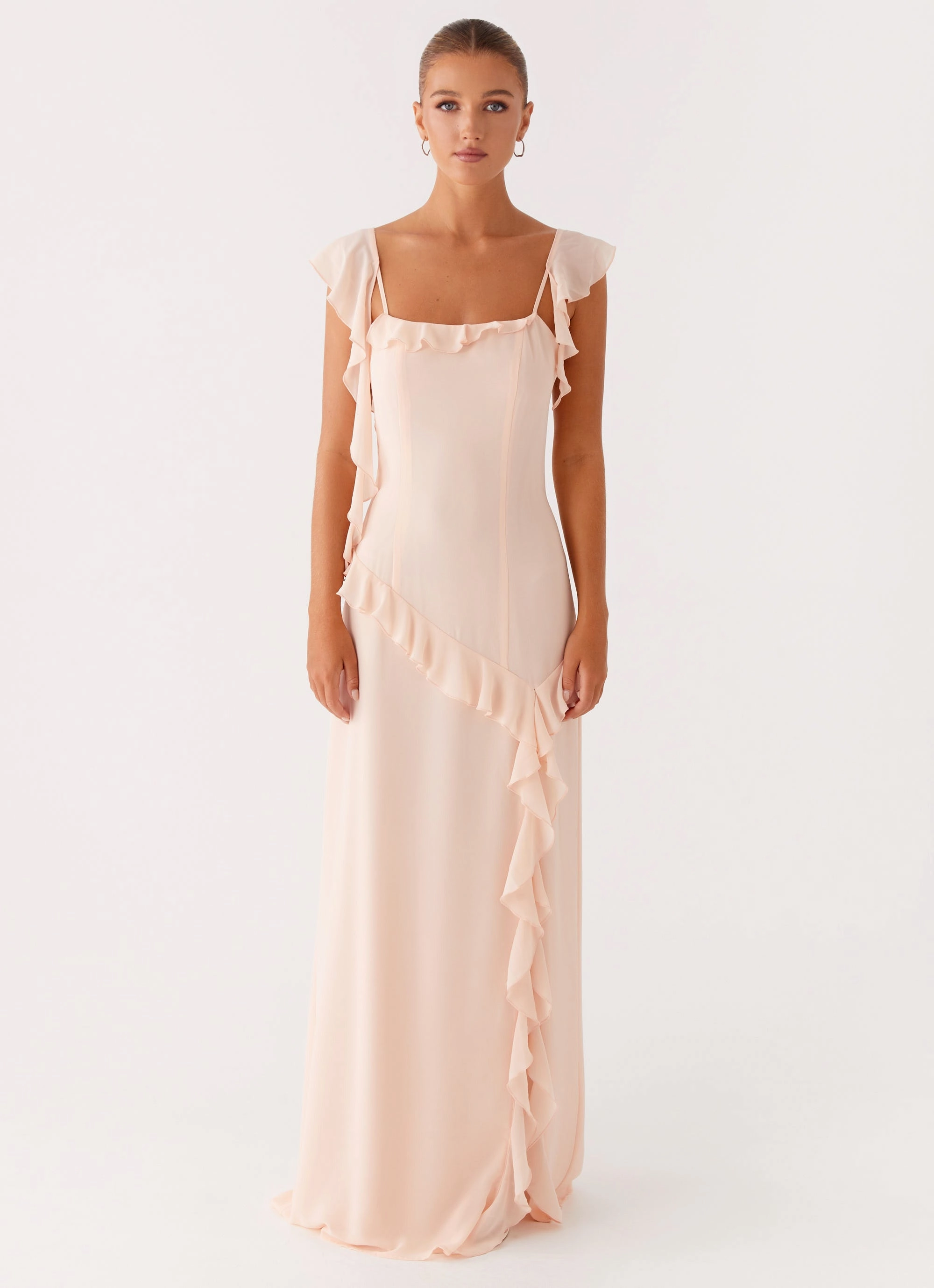 Naya Maxi Dress - Peach Formal dinner wear Delicate Lines