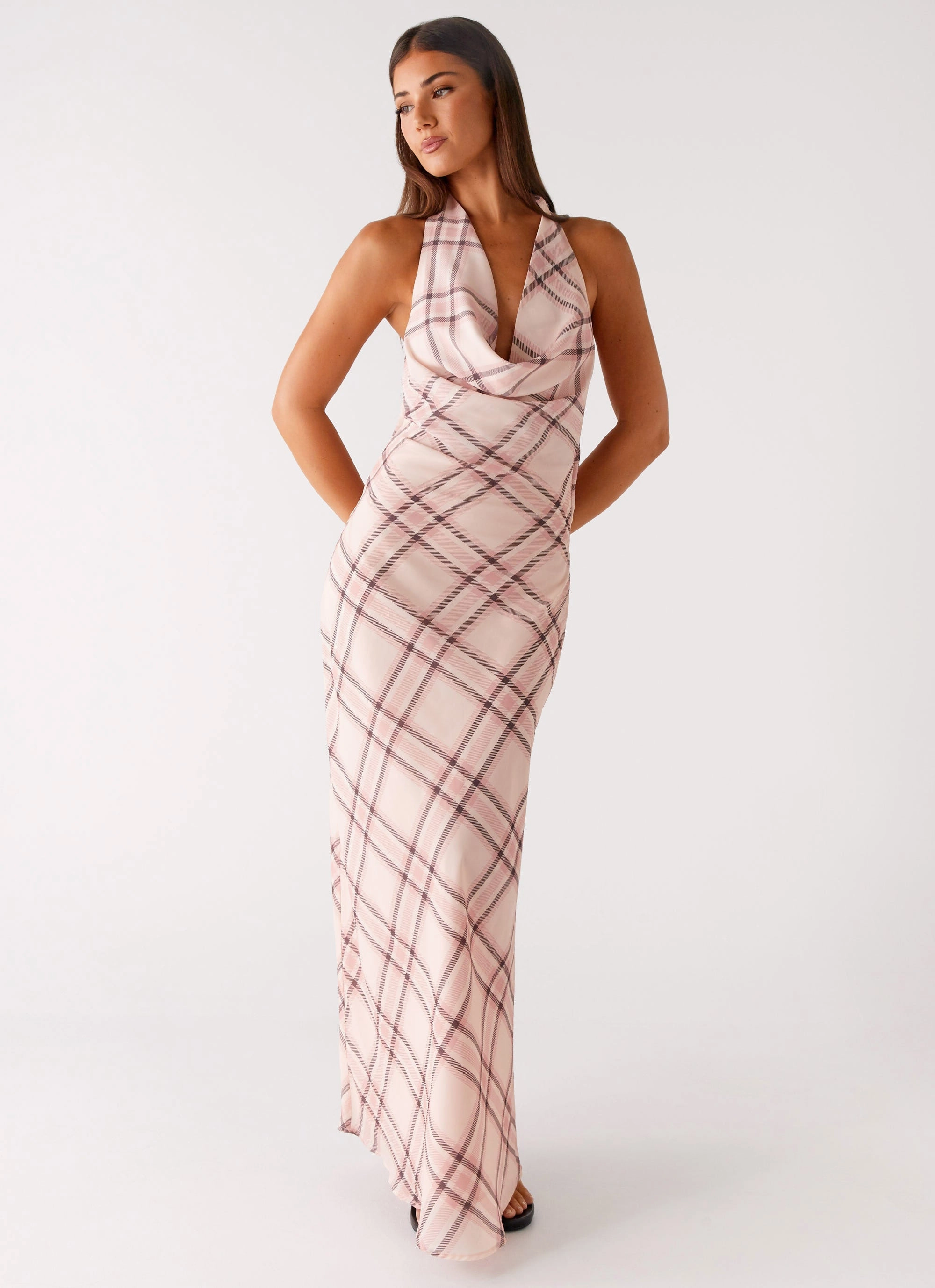 Muse Maxi Dress - Pink Check Body Ease Smart and Relaxed